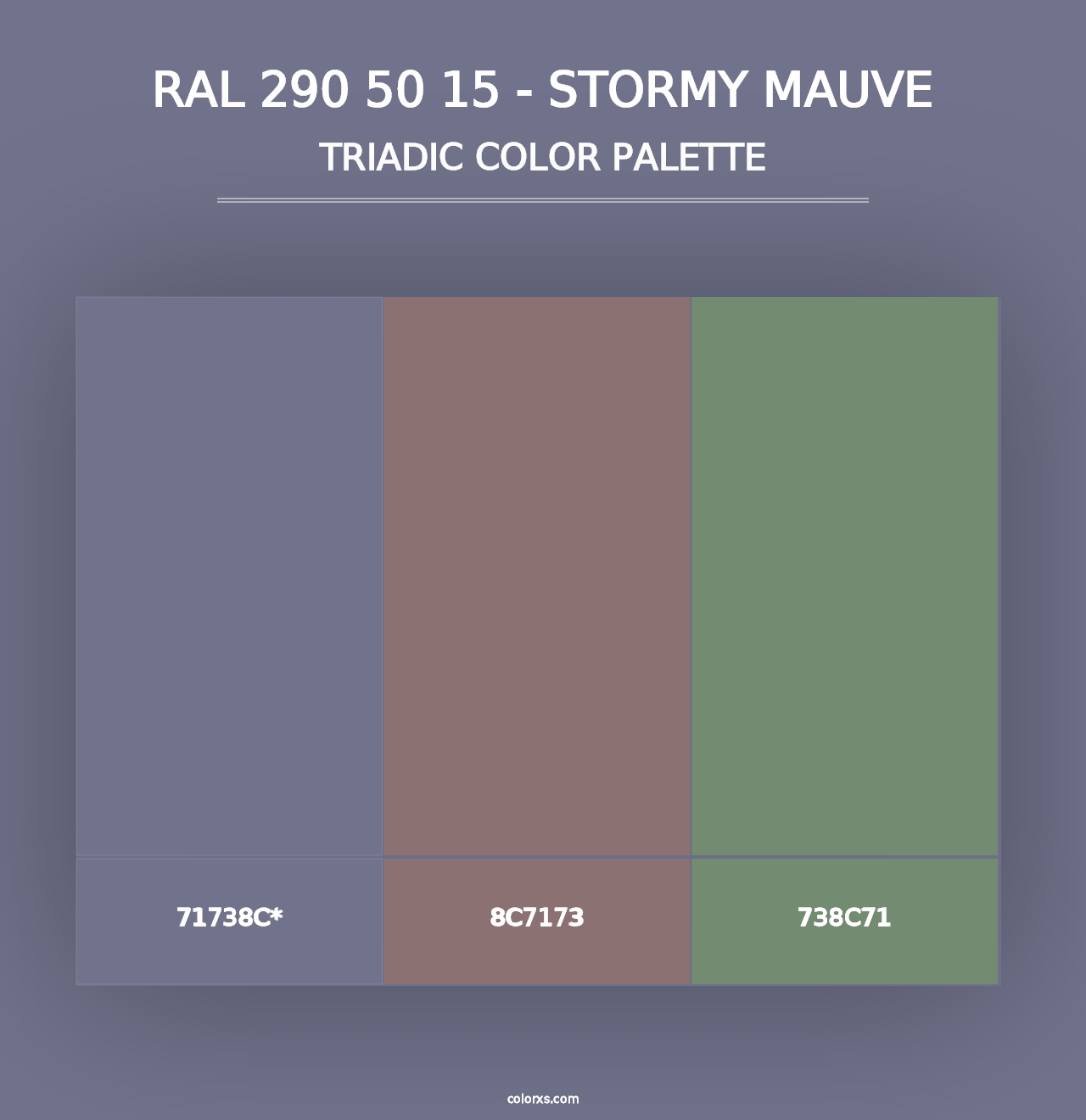 RAL 290 50 15 - Stormy Mauve - Triadic Color Palette