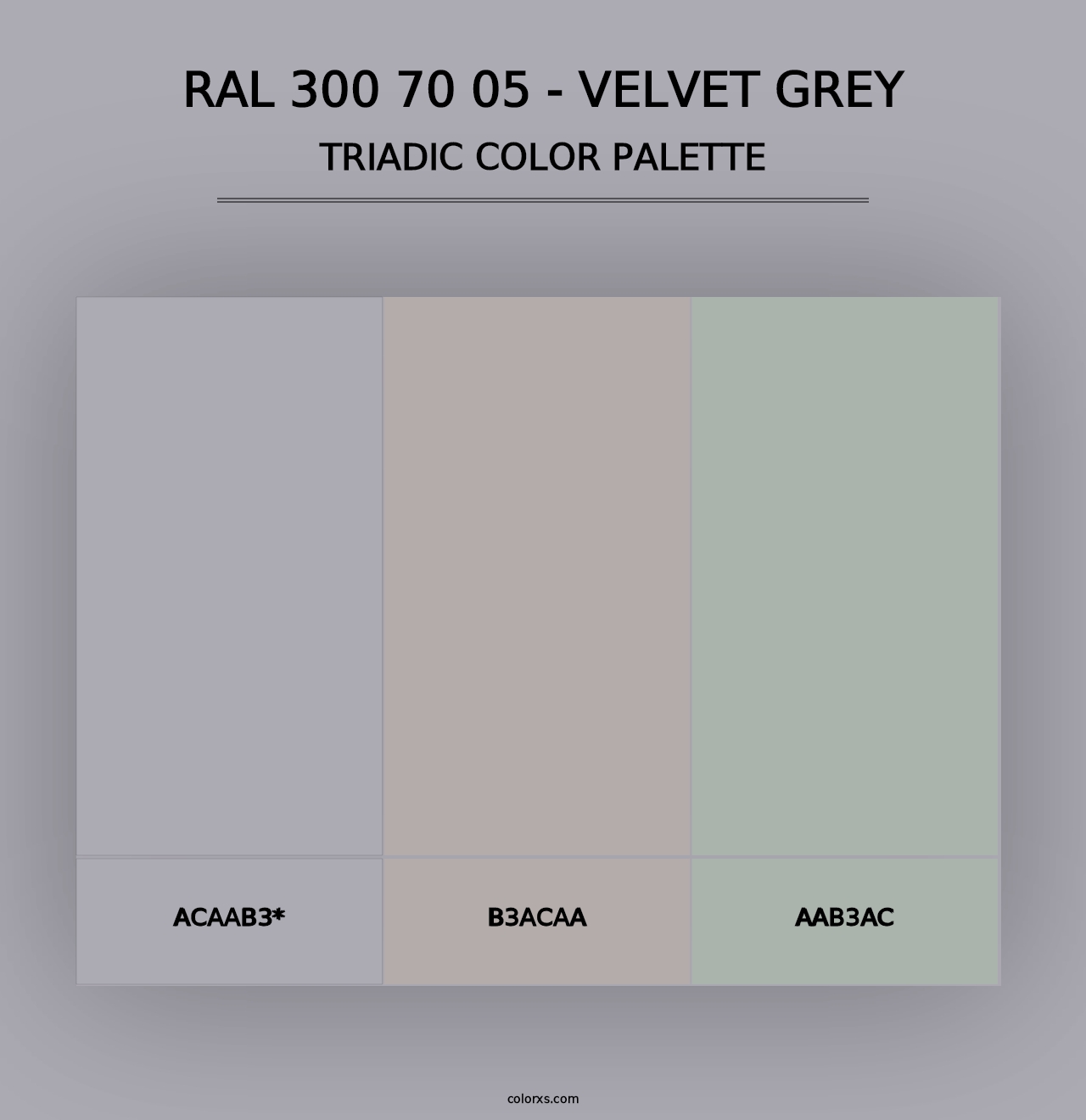 RAL 300 70 05 - Velvet Grey - Triadic Color Palette