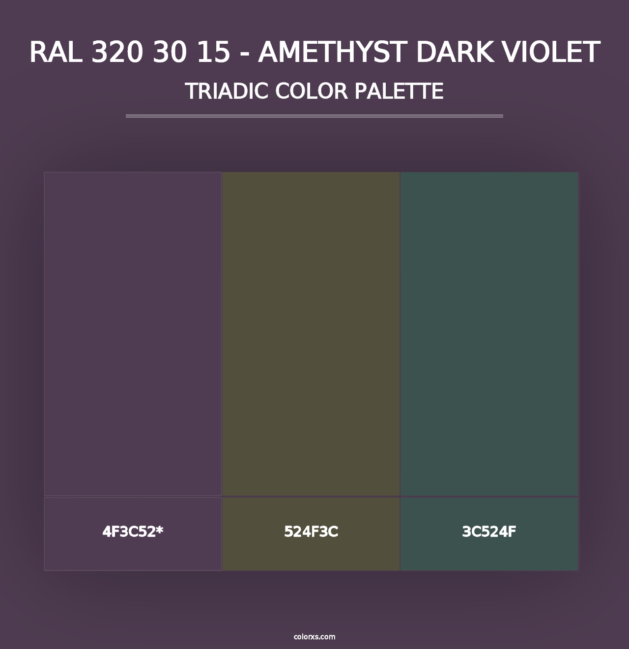 RAL 320 30 15 - Amethyst Dark Violet - Triadic Color Palette