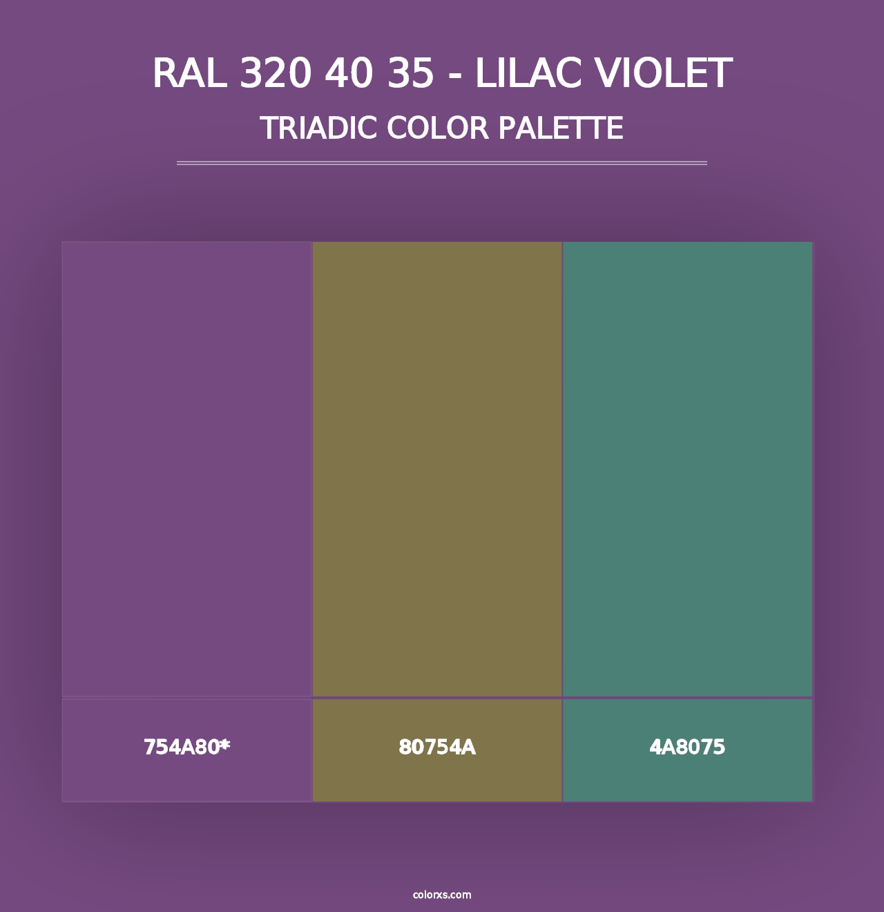 RAL 320 40 35 - Lilac Violet - Triadic Color Palette