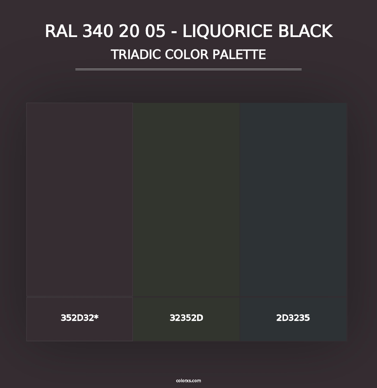 RAL 340 20 05 - Liquorice Black - Triadic Color Palette