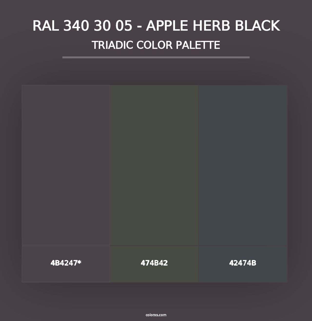 RAL 340 30 05 - Apple Herb Black - Triadic Color Palette