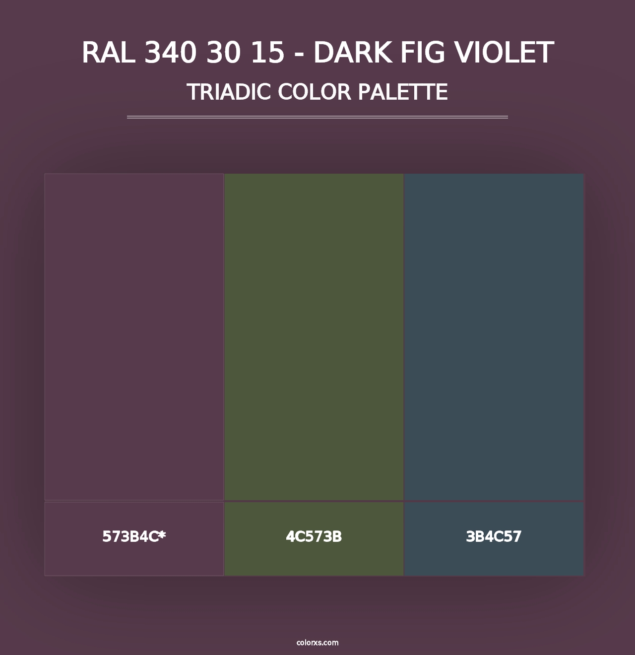 RAL 340 30 15 - Dark Fig Violet - Triadic Color Palette