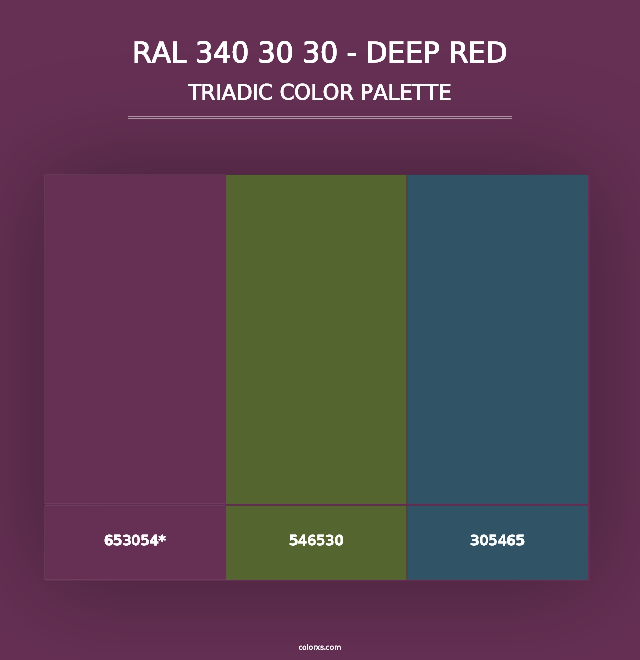 RAL 340 30 30 - Deep Red - Triadic Color Palette