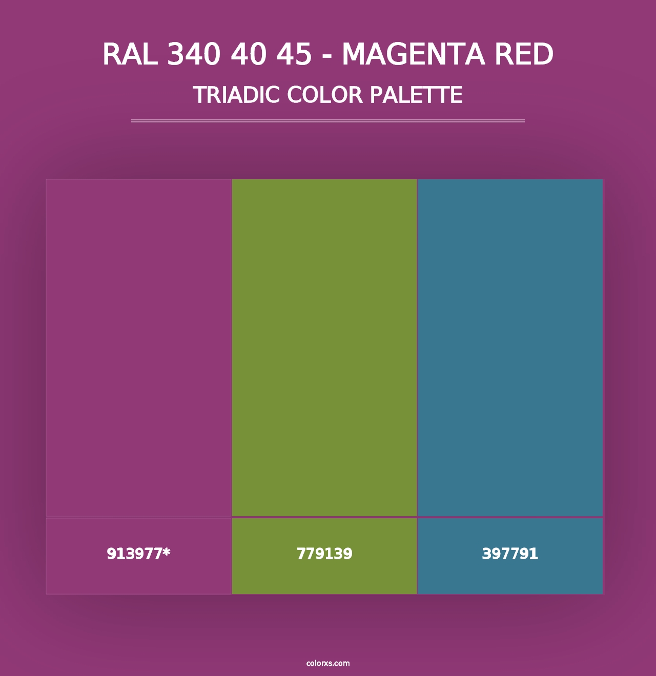 RAL 340 40 45 - Magenta Red - Triadic Color Palette