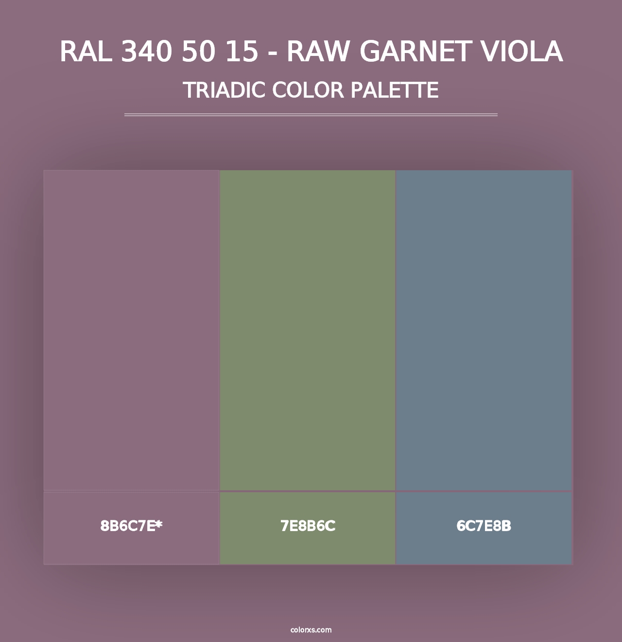 RAL 340 50 15 - Raw Garnet Viola - Triadic Color Palette