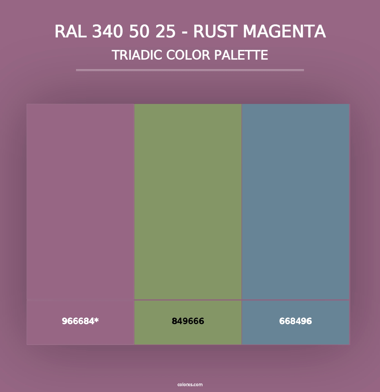 RAL 340 50 25 - Rust Magenta - Triadic Color Palette