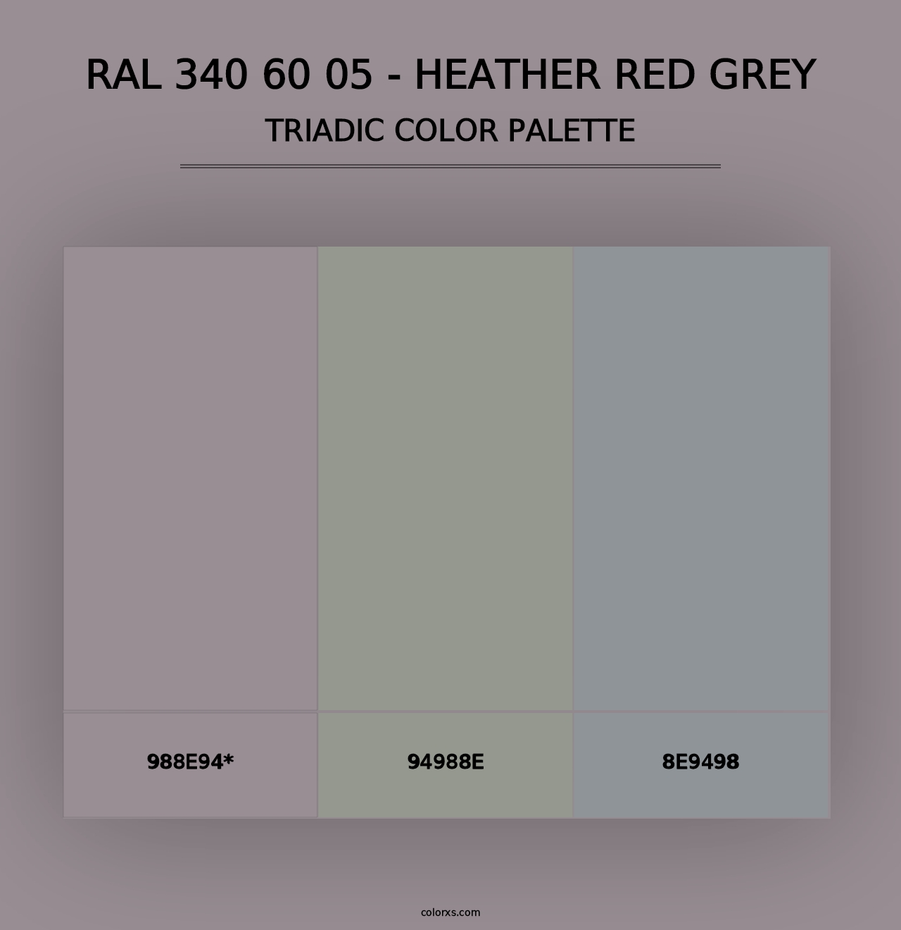 RAL 340 60 05 - Heather Red Grey - Triadic Color Palette