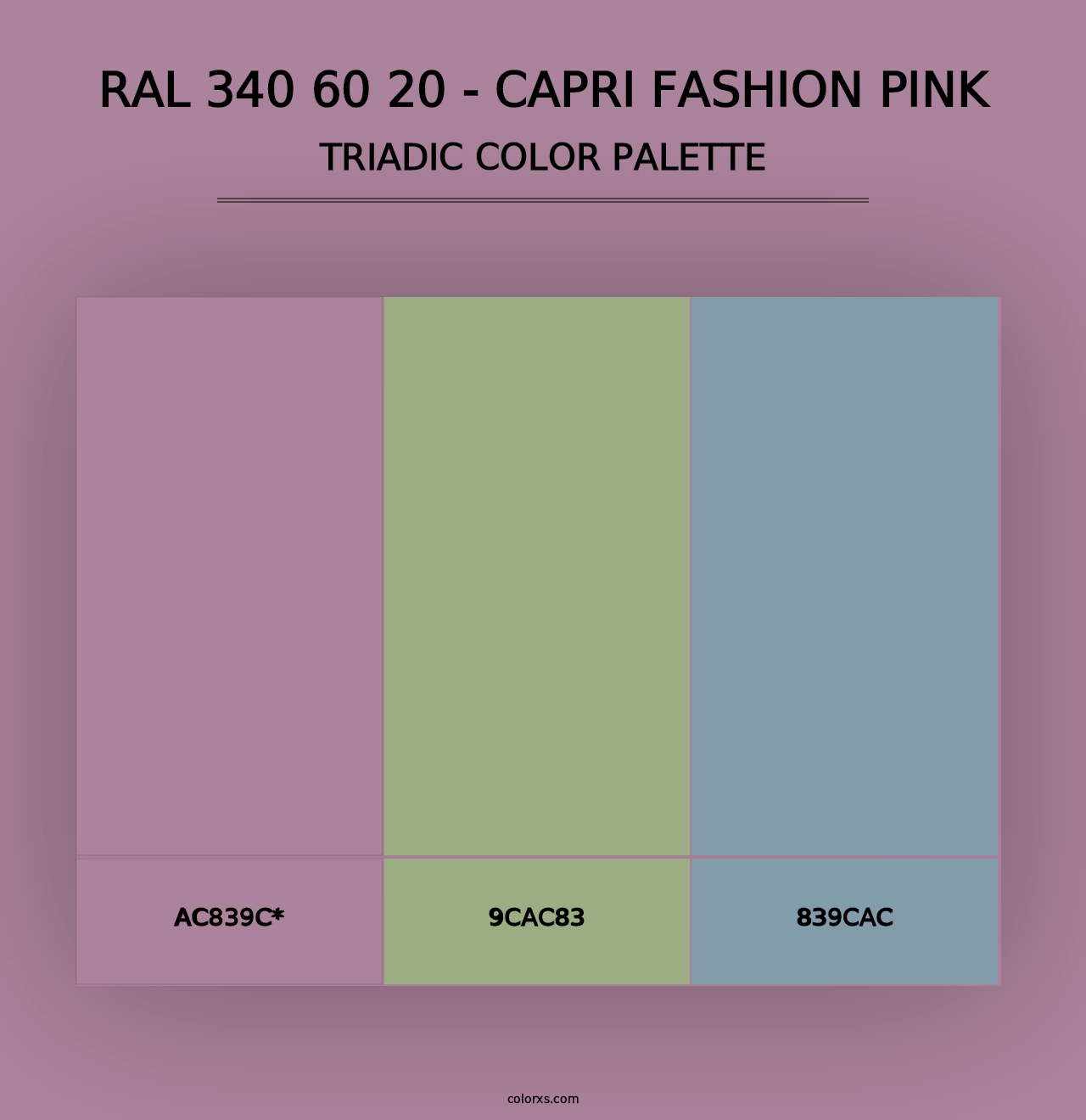 RAL 340 60 20 - Capri Fashion Pink - Triadic Color Palette