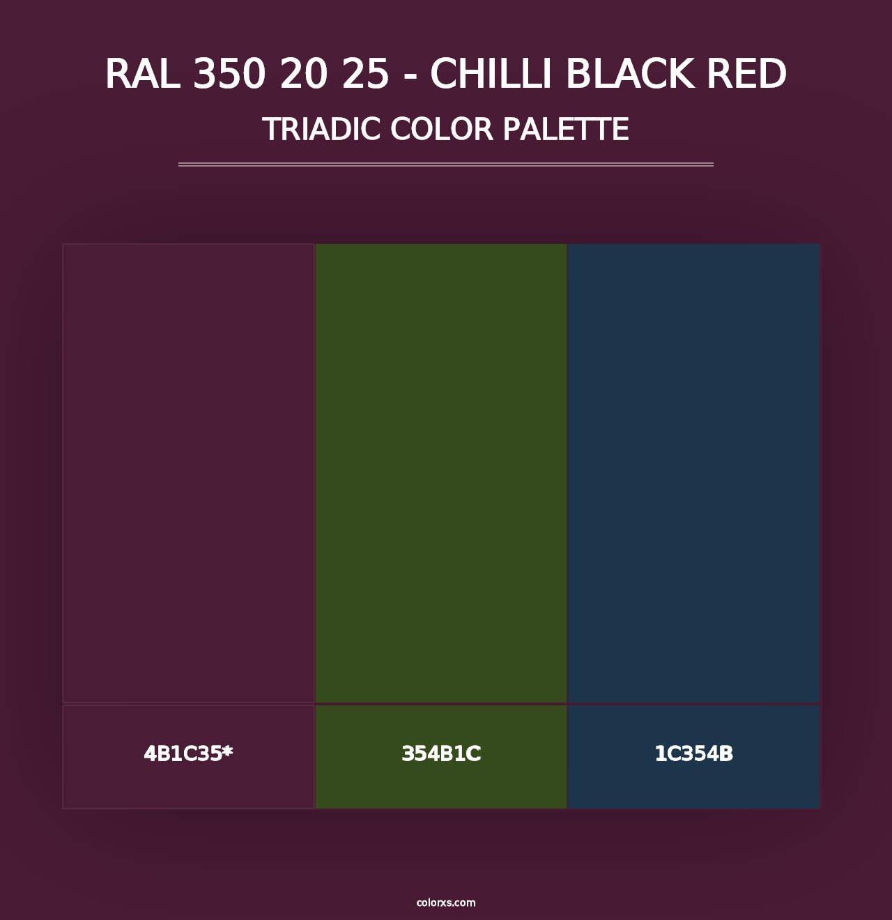 RAL 350 20 25 - Chilli Black Red - Triadic Color Palette