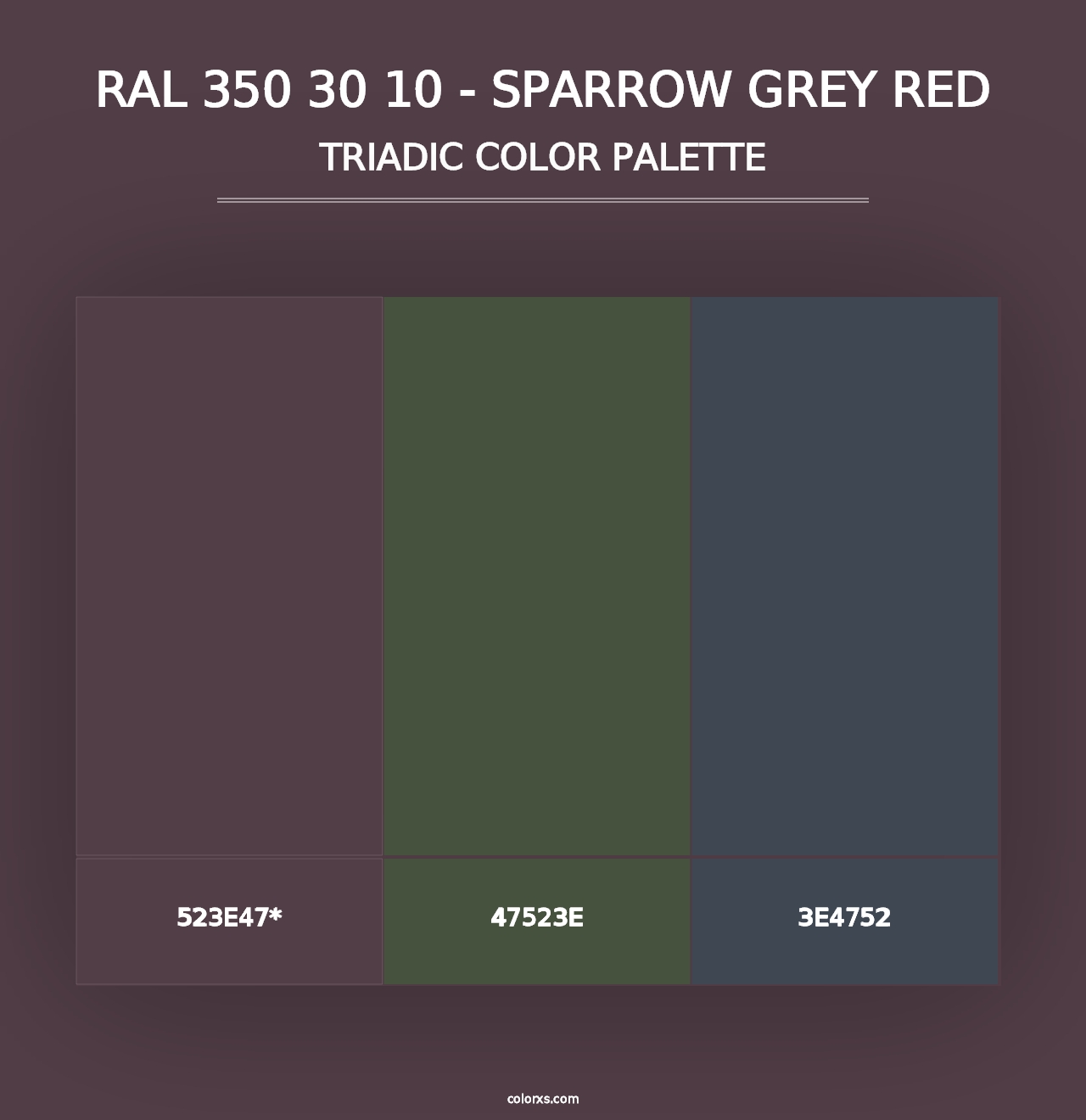 RAL 350 30 10 - Sparrow Grey Red - Triadic Color Palette