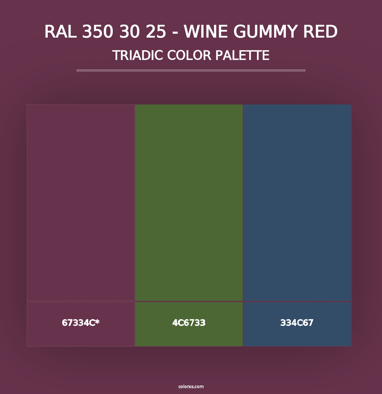 RAL 350 30 25 - Wine Gummy Red - Triadic Color Palette