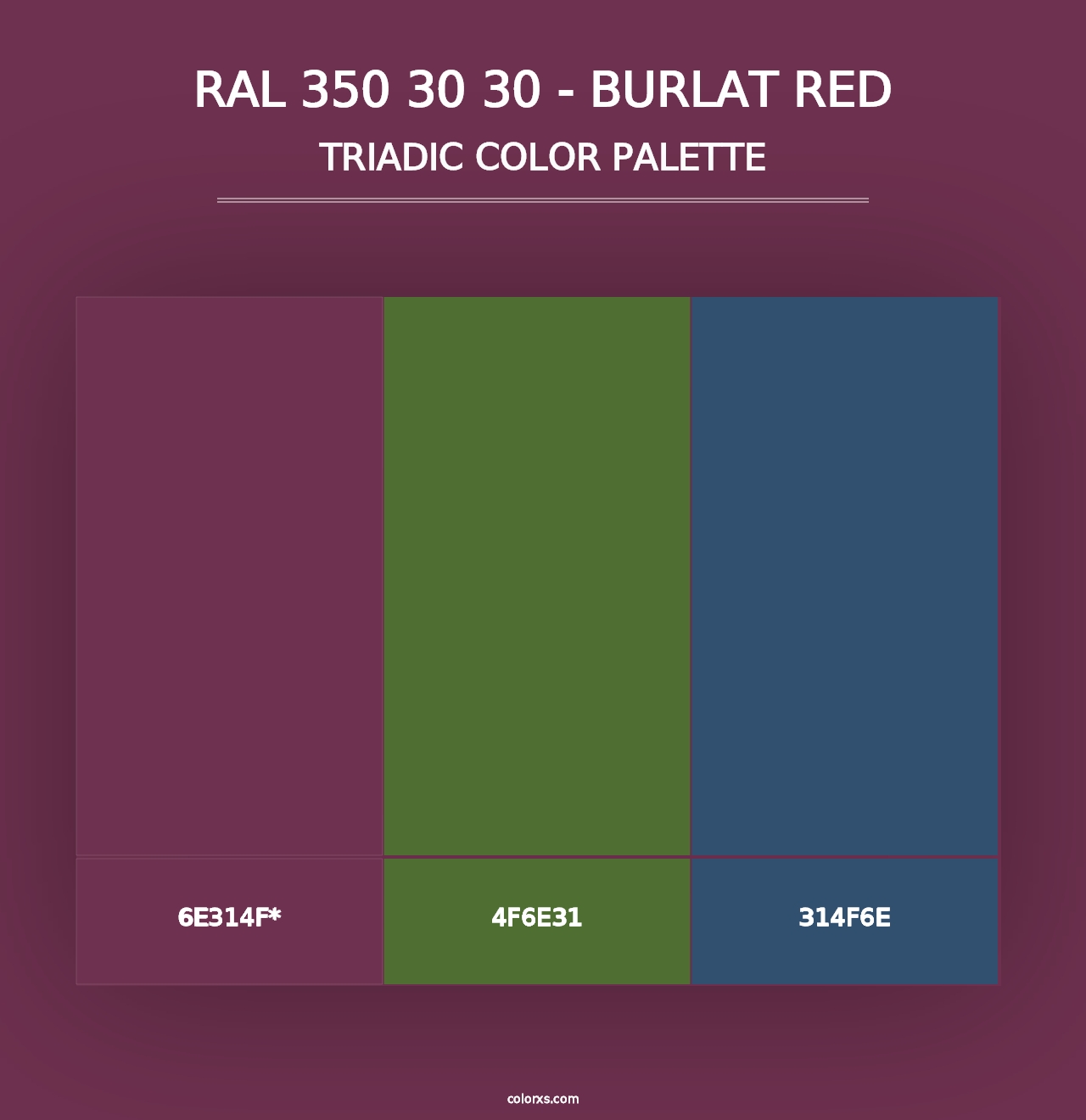 RAL 350 30 30 - Burlat Red - Triadic Color Palette