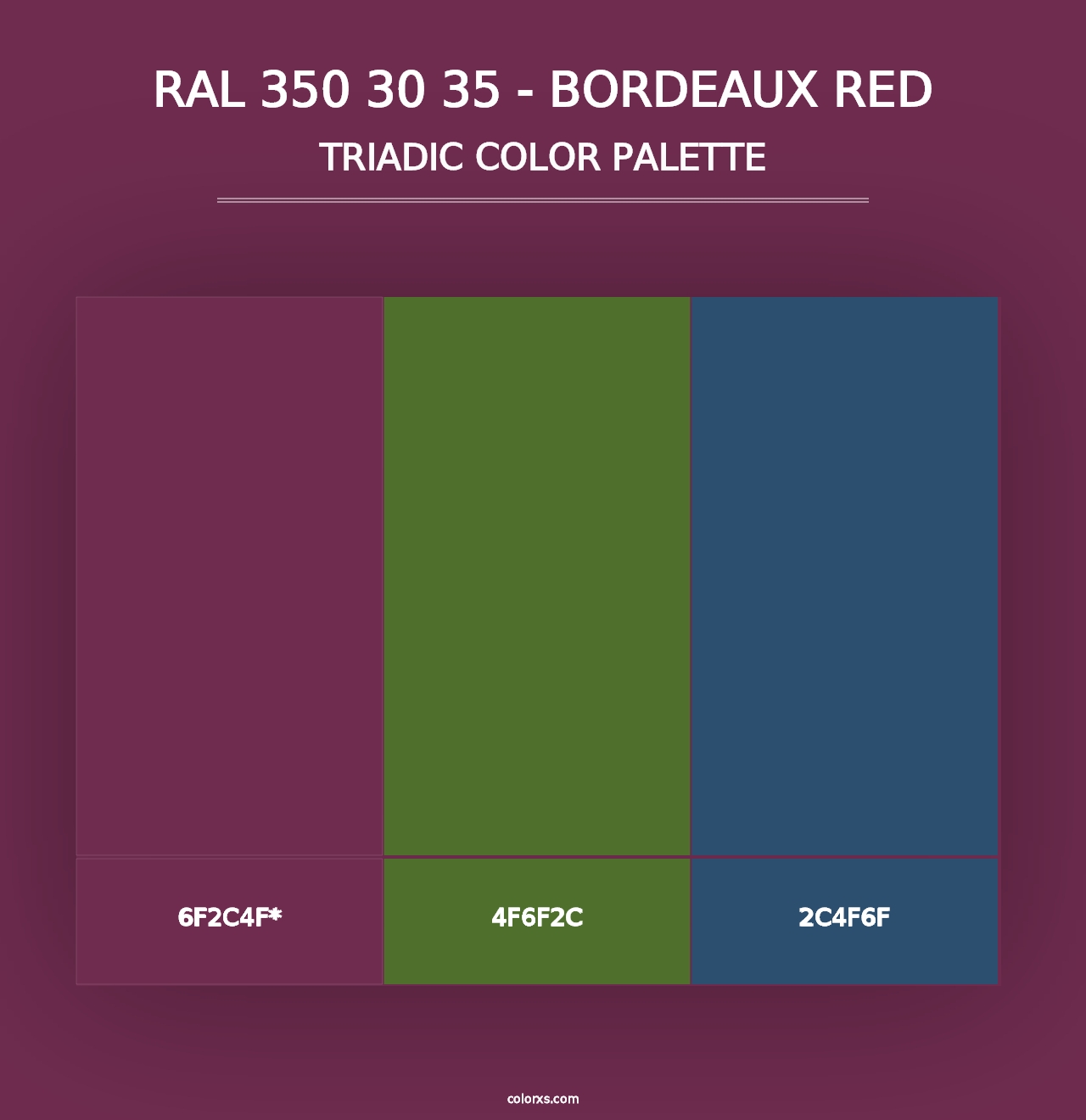 RAL 350 30 35 - Bordeaux Red - Triadic Color Palette