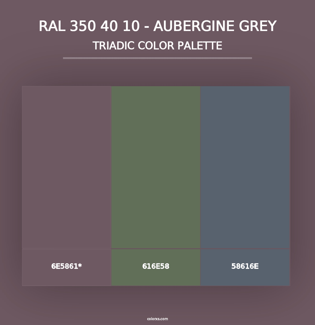 RAL 350 40 10 - Aubergine Grey - Triadic Color Palette