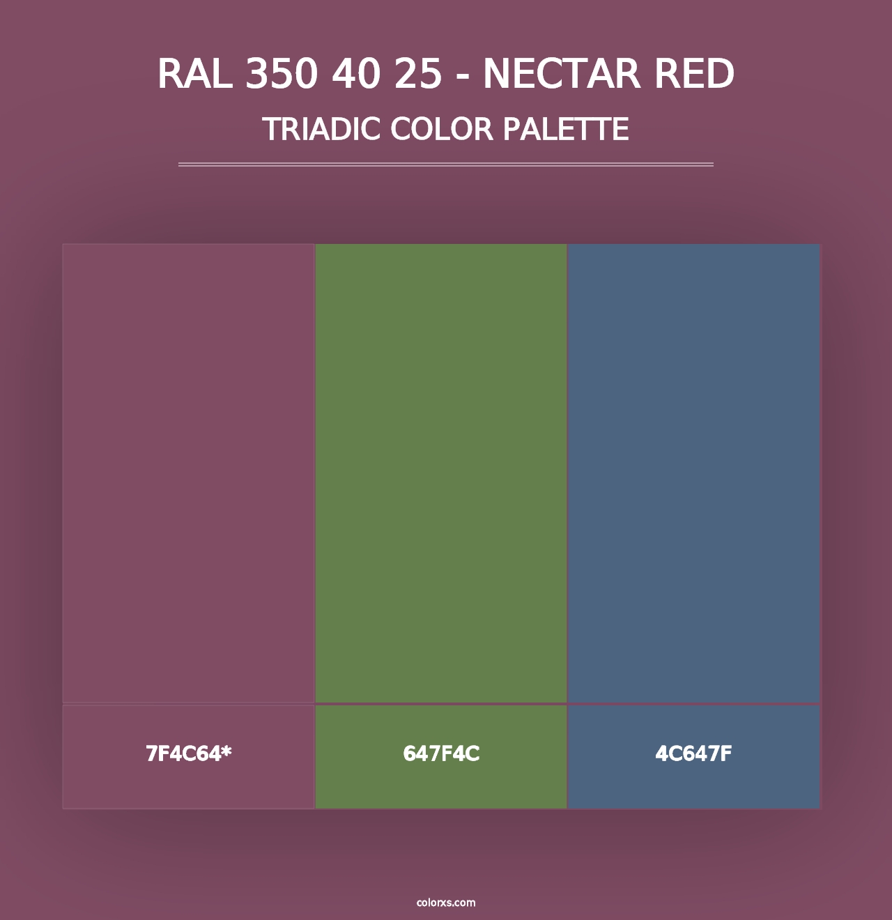 RAL 350 40 25 - Nectar Red - Triadic Color Palette