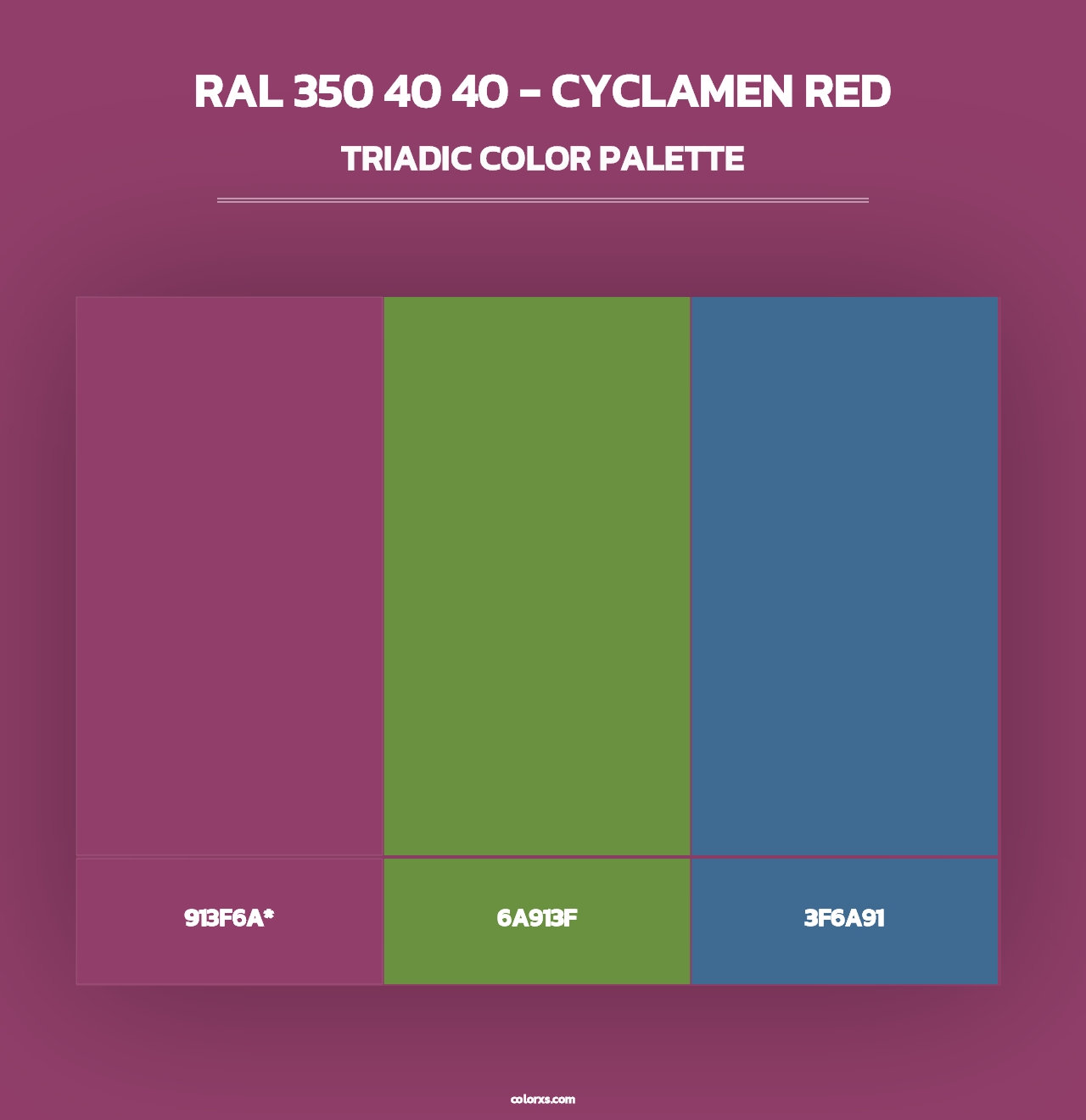 RAL 350 40 40 - Cyclamen Red - Triadic Color Palette