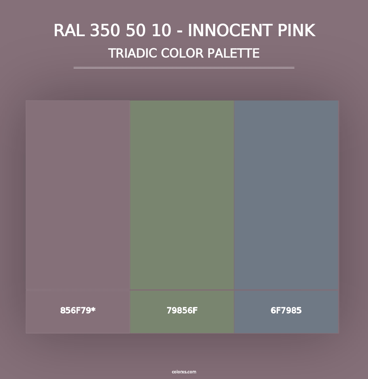 RAL 350 50 10 - Innocent Pink - Triadic Color Palette