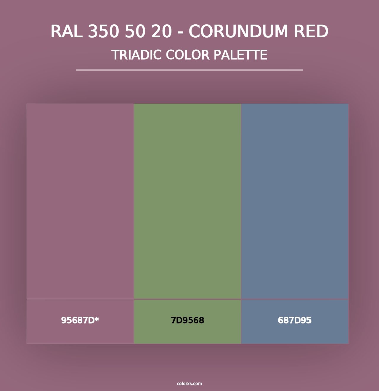 RAL 350 50 20 - Corundum Red - Triadic Color Palette