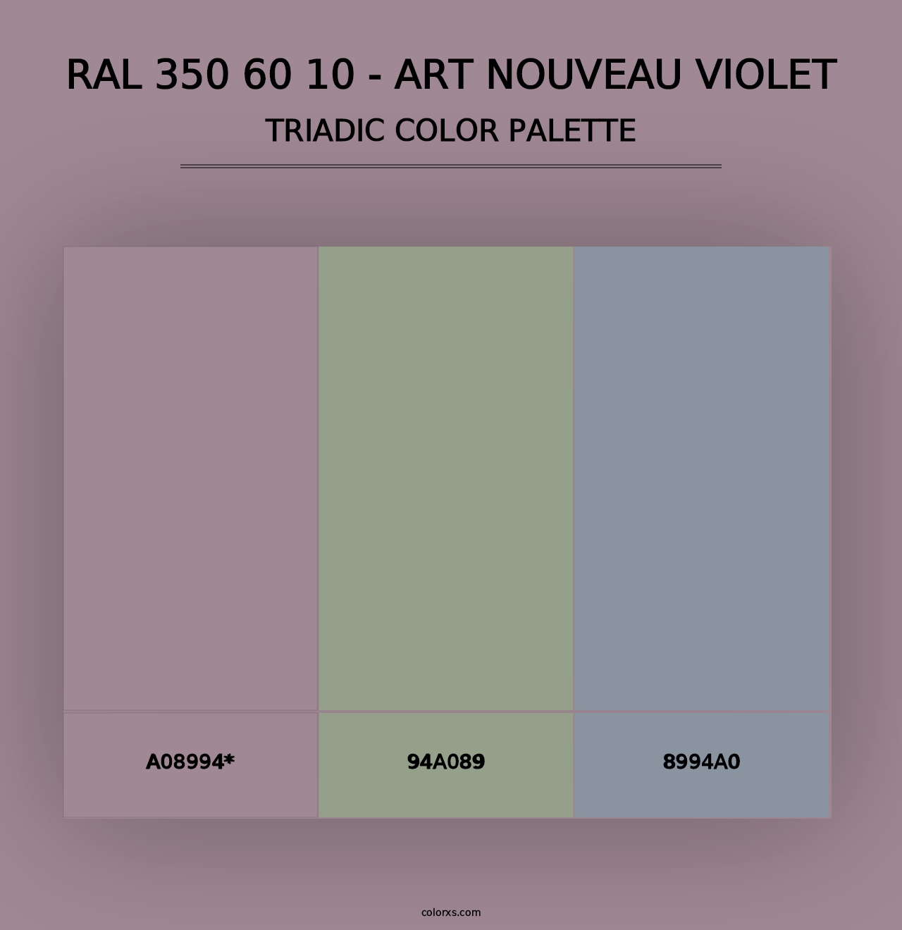 RAL 350 60 10 - Art Nouveau Violet - Triadic Color Palette