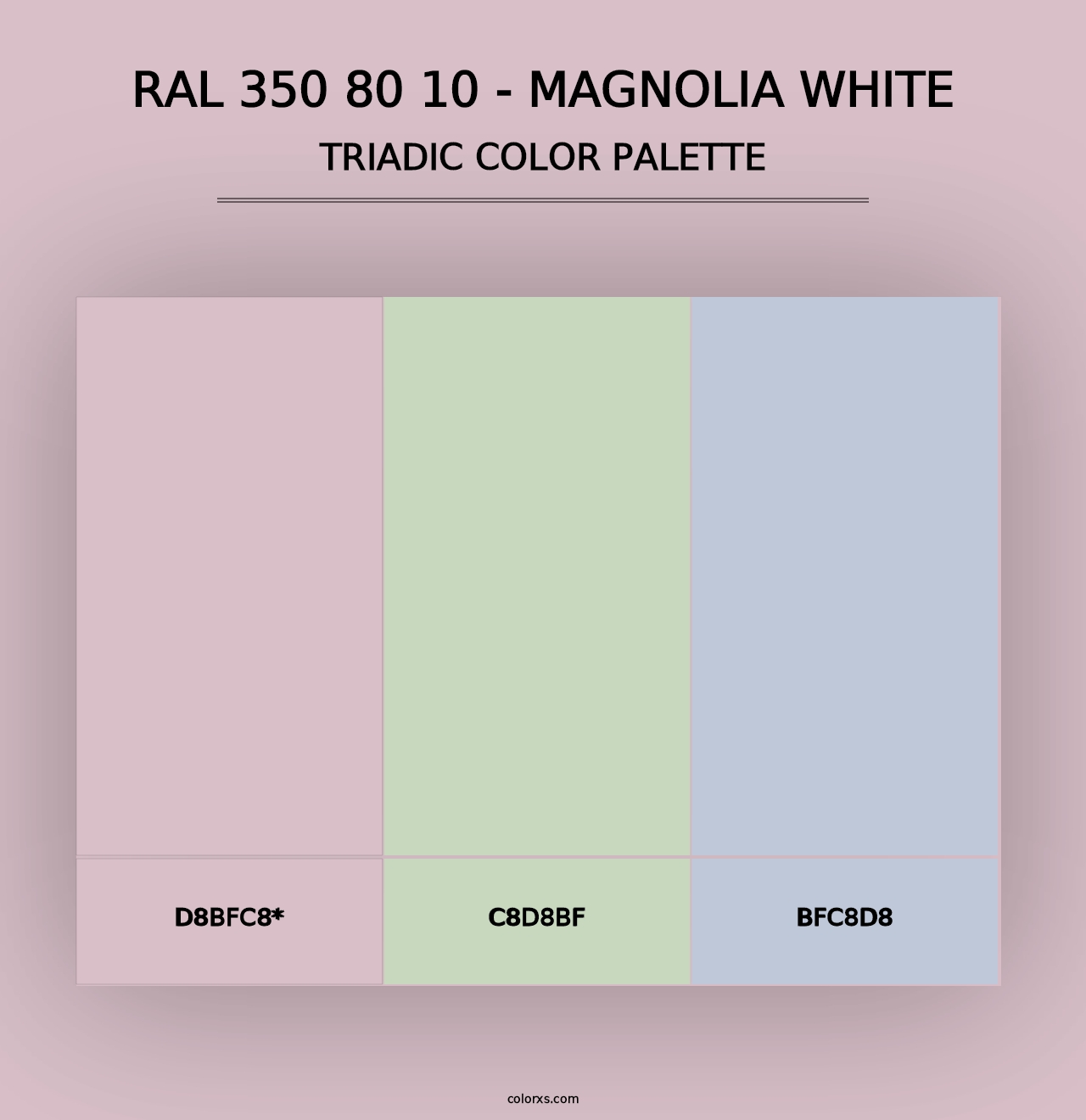 RAL 350 80 10 - Magnolia White - Triadic Color Palette