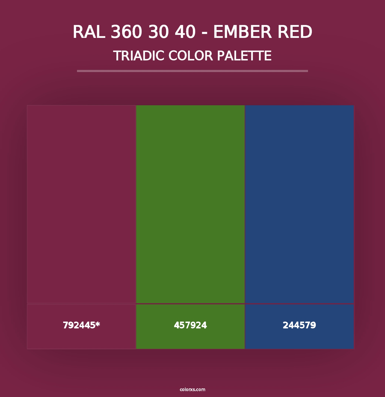 RAL 360 30 40 - Ember Red - Triadic Color Palette