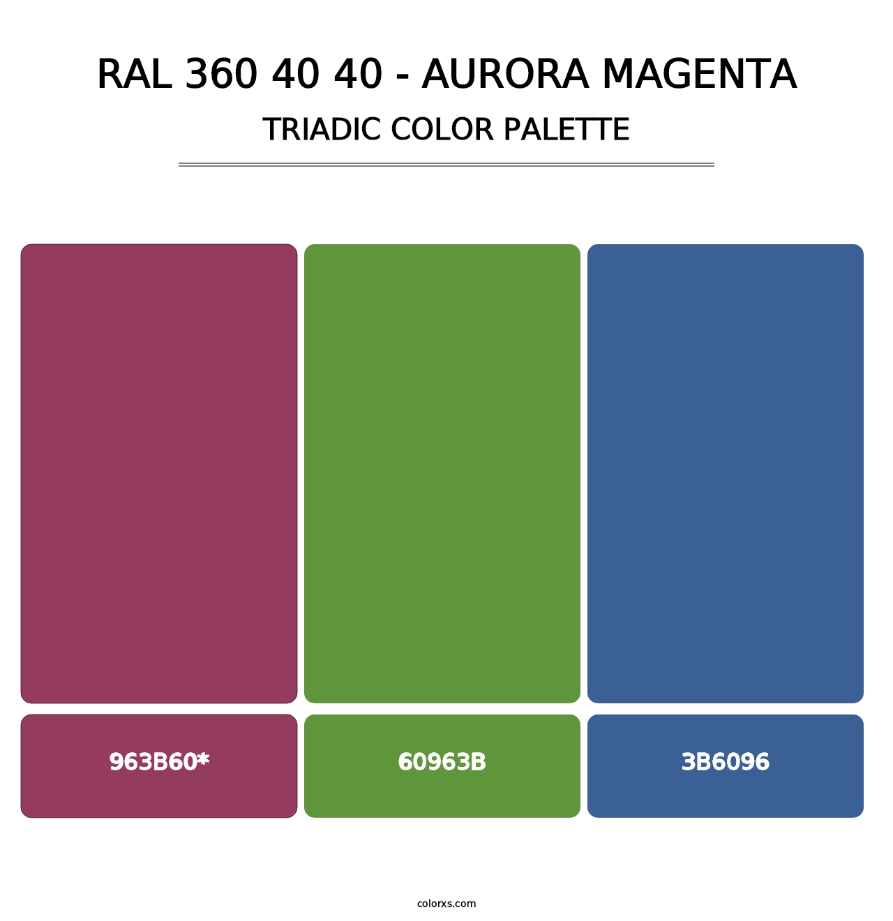 RAL 360 40 40 - Aurora Magenta - Triadic Color Palette