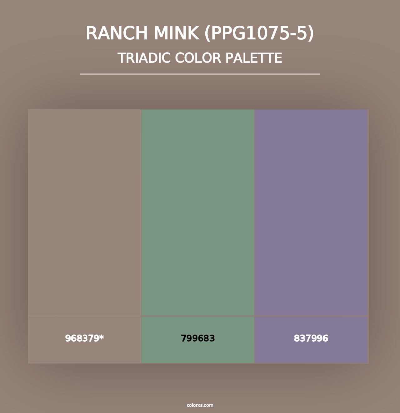 Ranch Mink (PPG1075-5) - Triadic Color Palette