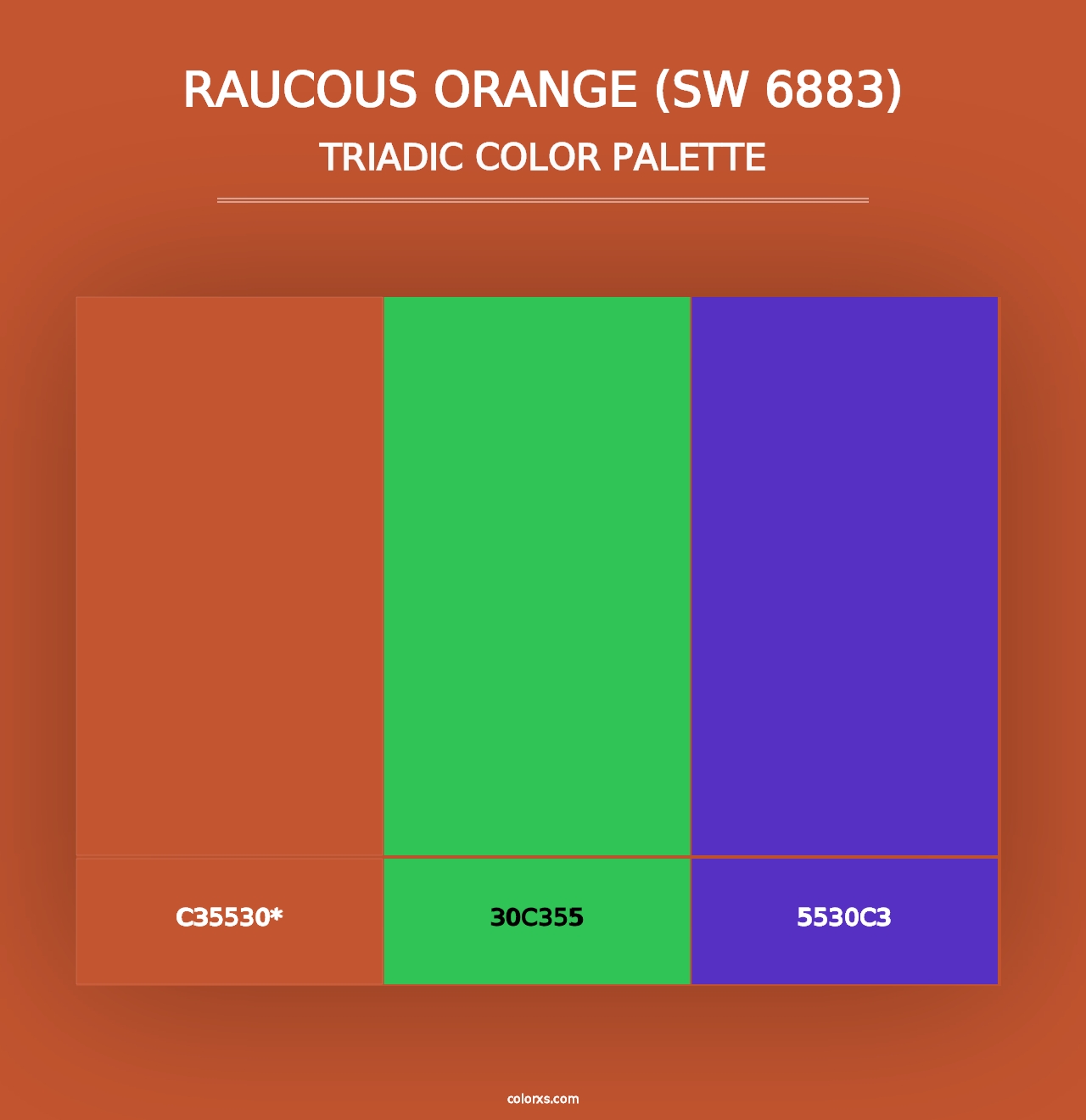 Raucous Orange (SW 6883) - Triadic Color Palette