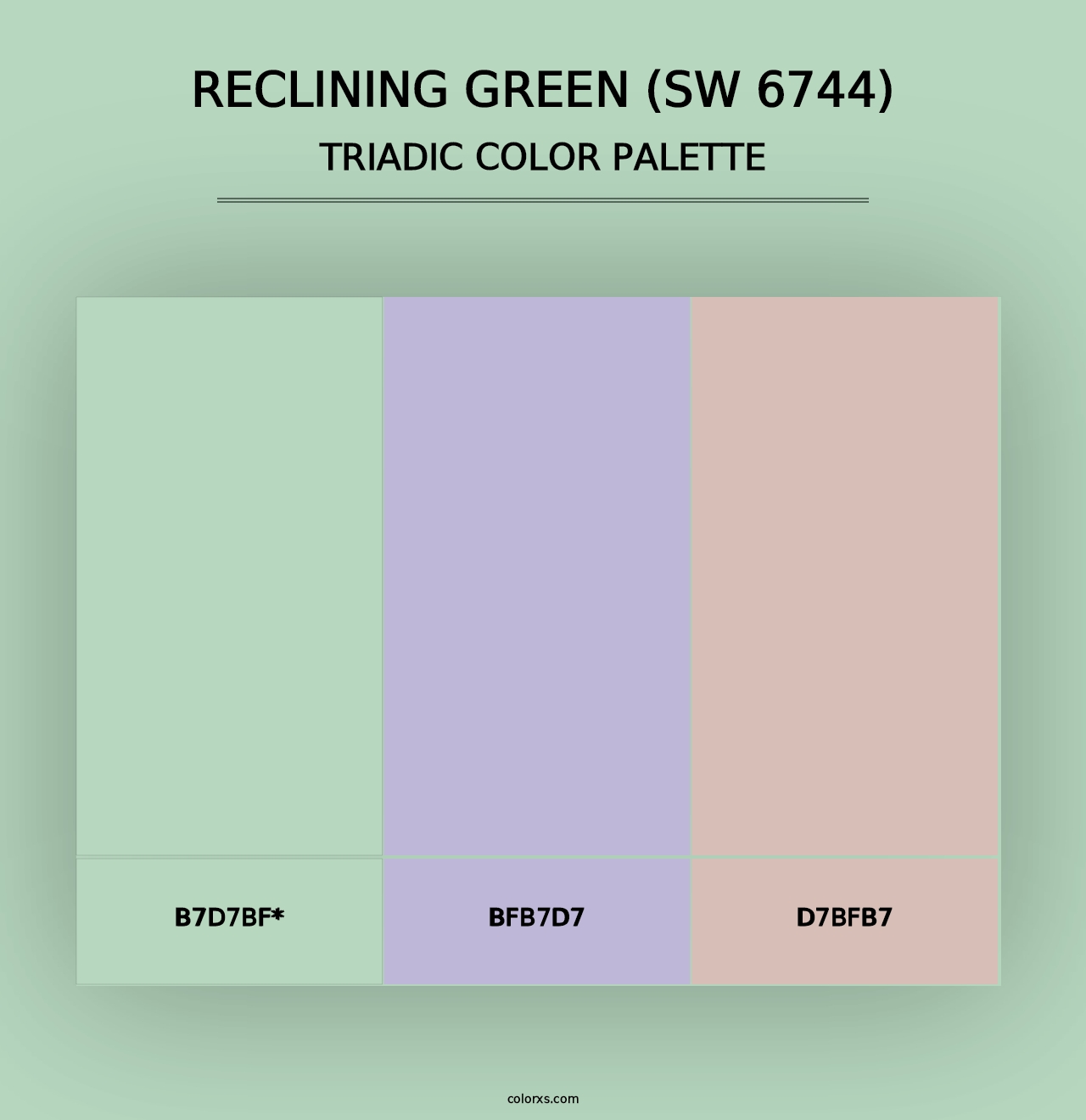 Reclining Green (SW 6744) - Triadic Color Palette