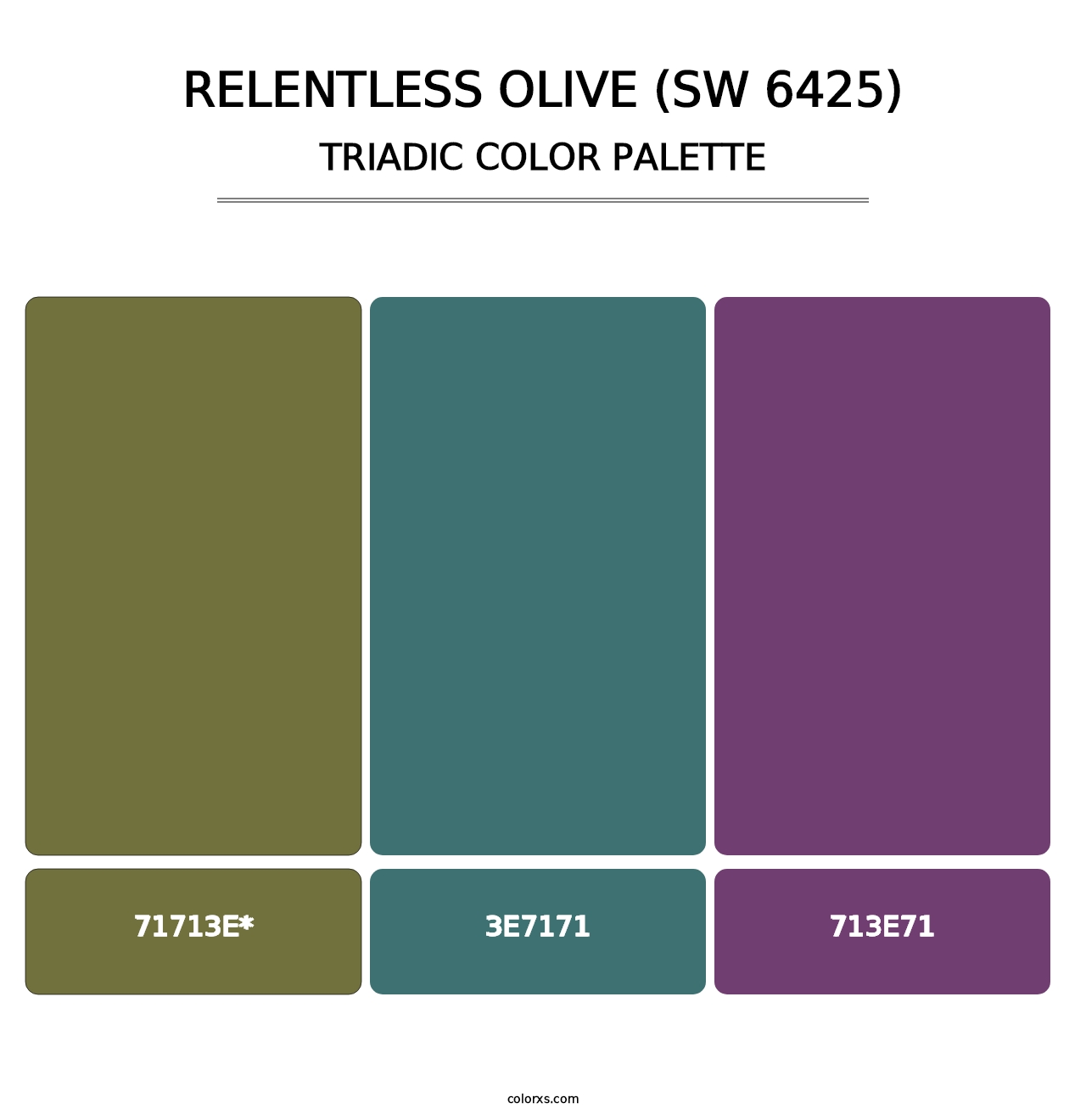 Relentless Olive (SW 6425) - Triadic Color Palette