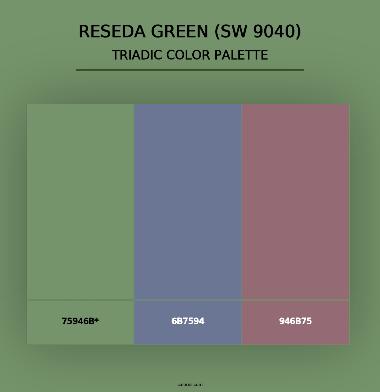 Reseda Green (SW 9040) - Triadic Color Palette