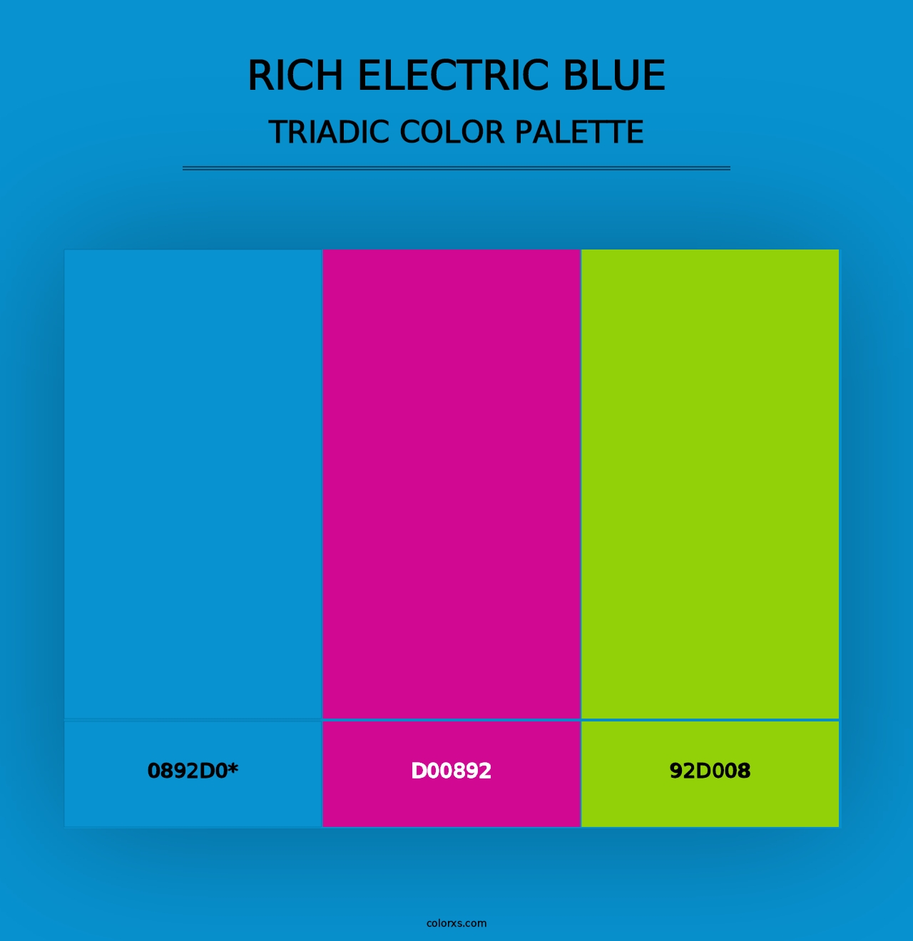 Rich Electric Blue - Triadic Color Palette