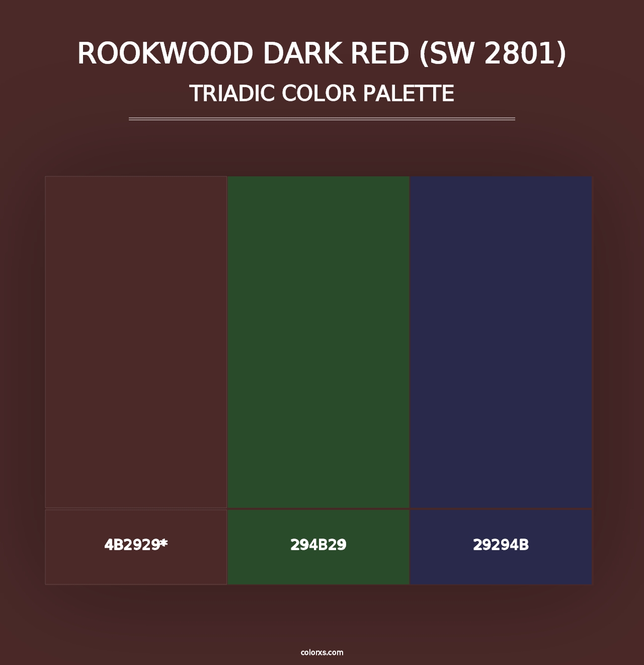 Rookwood Dark Red (SW 2801) - Triadic Color Palette