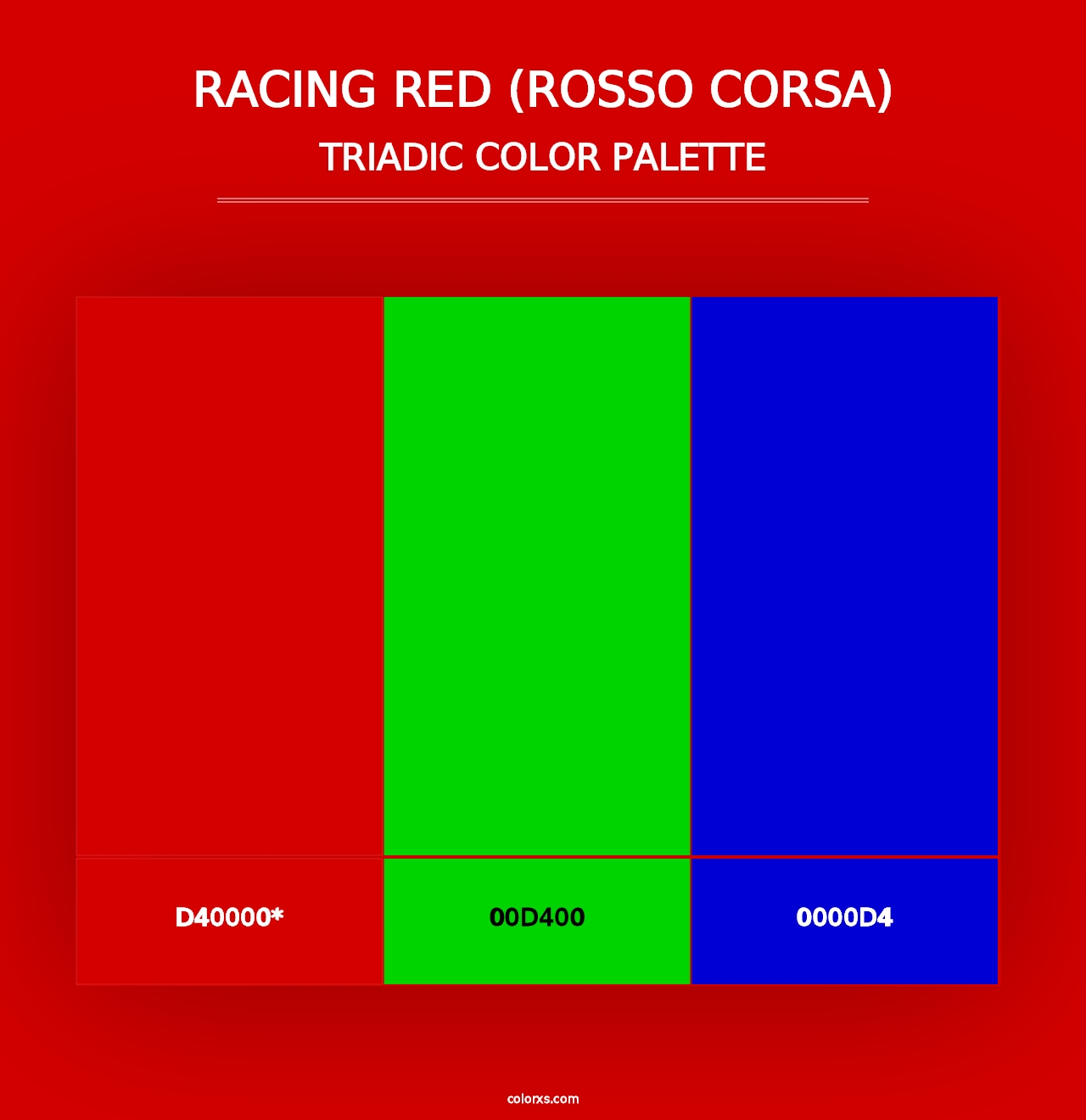 Racing Red (Rosso Corsa) - Triadic Color Palette