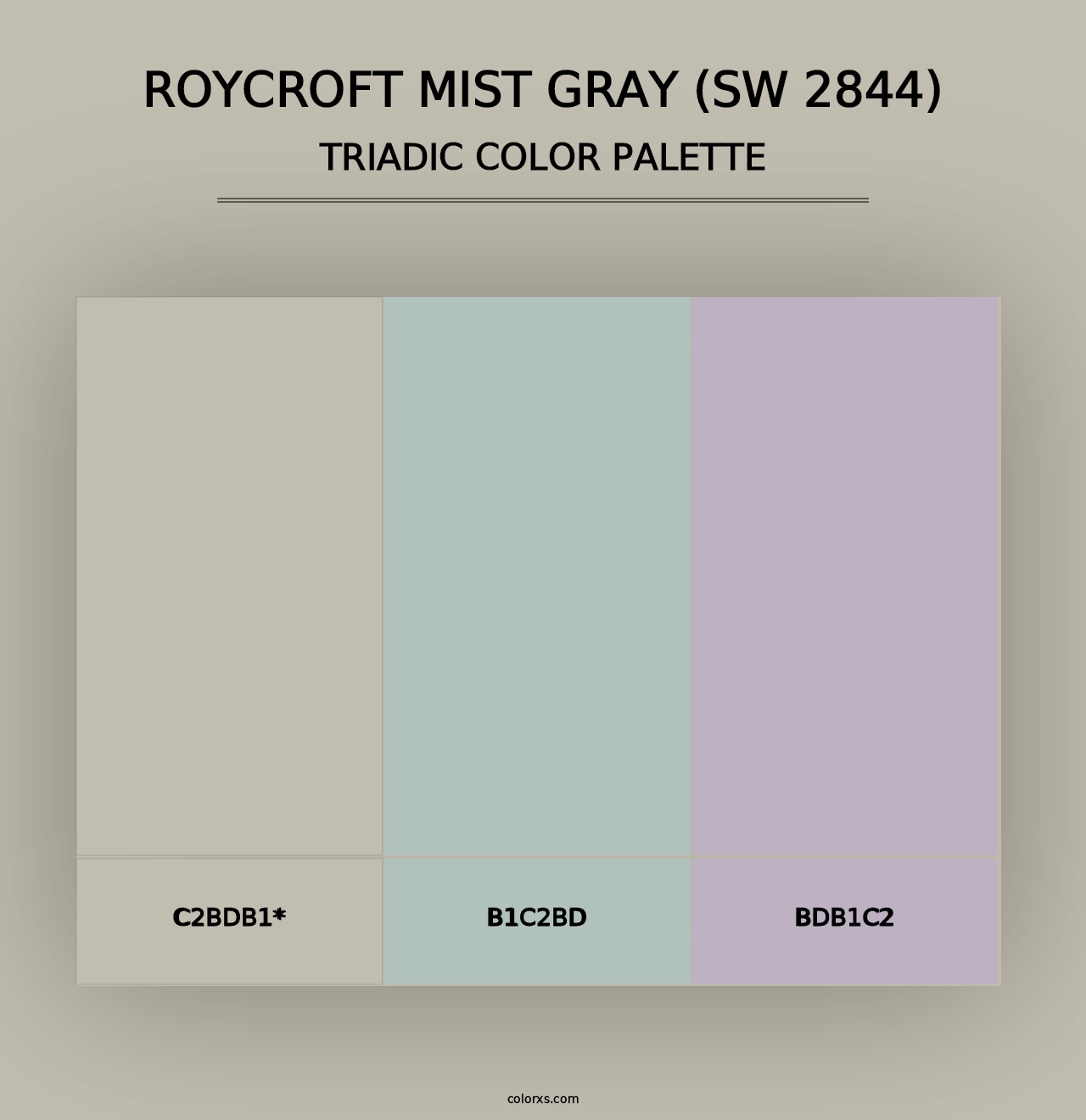 Roycroft Mist Gray (SW 2844) - Triadic Color Palette