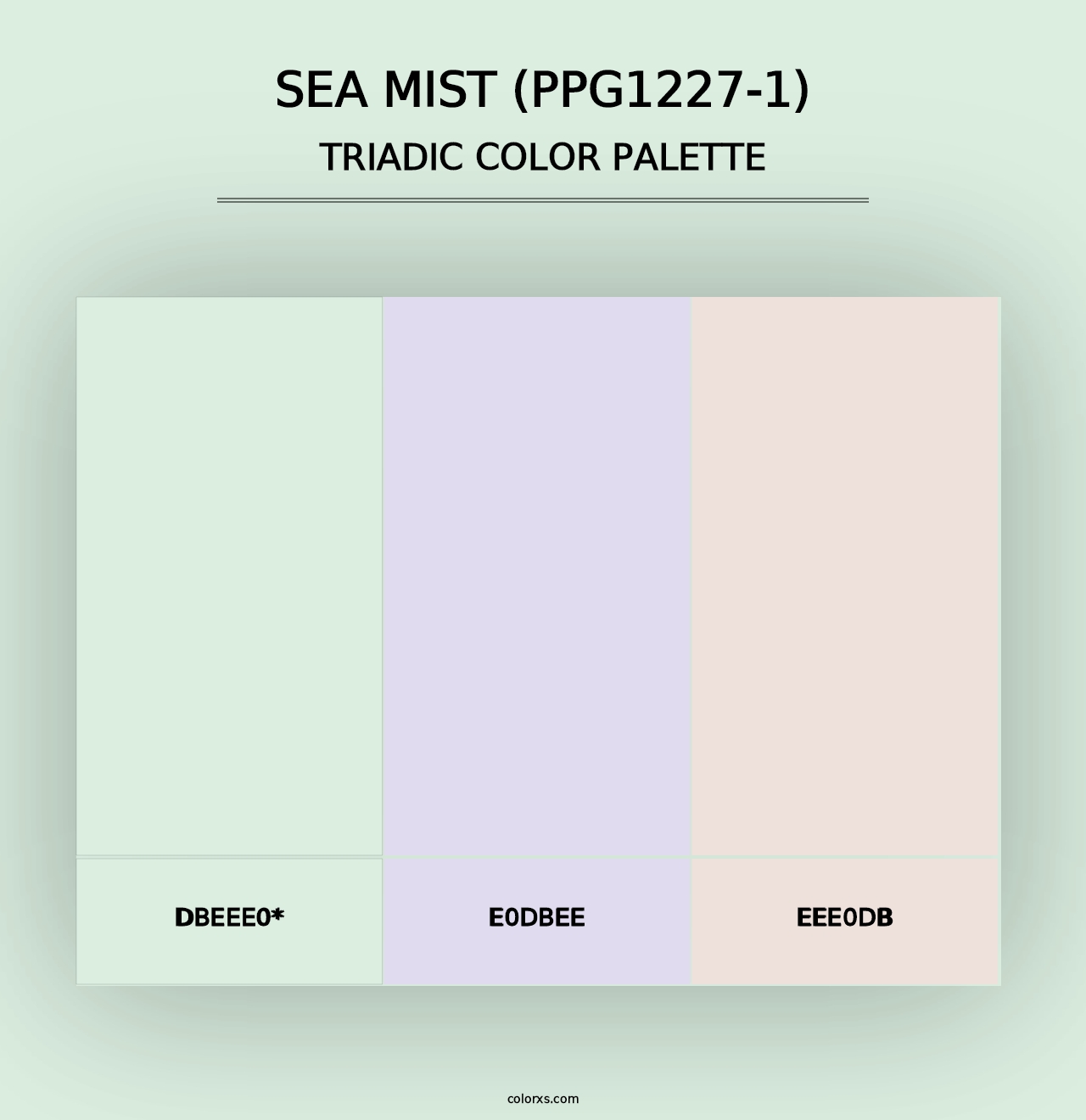 Sea Mist (PPG1227-1) - Triadic Color Palette