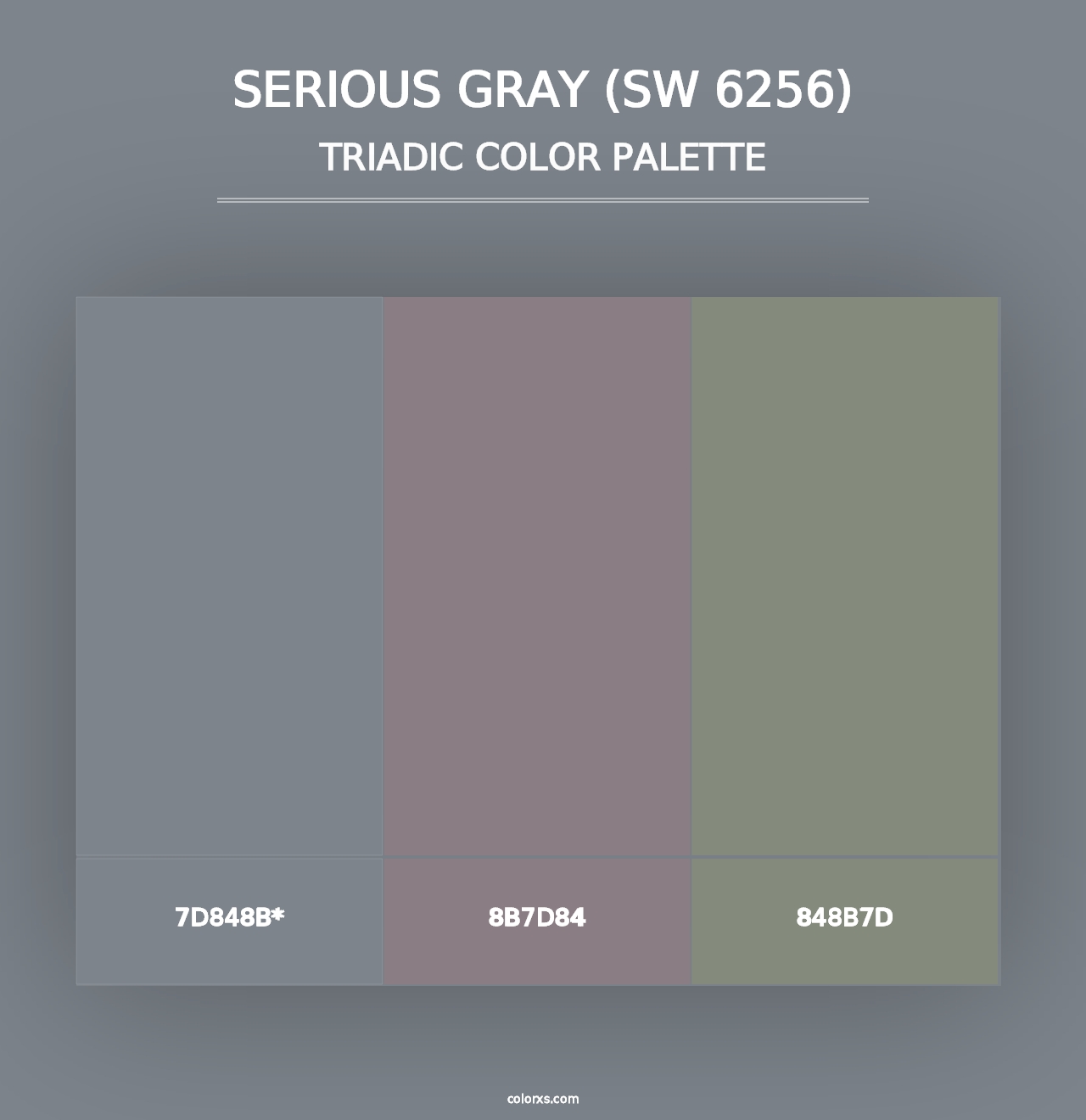 Serious Gray (SW 6256) - Triadic Color Palette