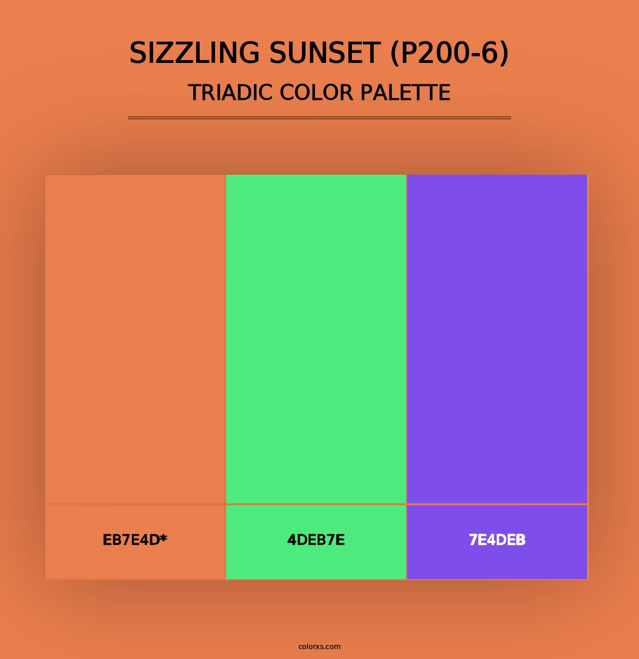 Sizzling Sunset (P200-6) - Triadic Color Palette