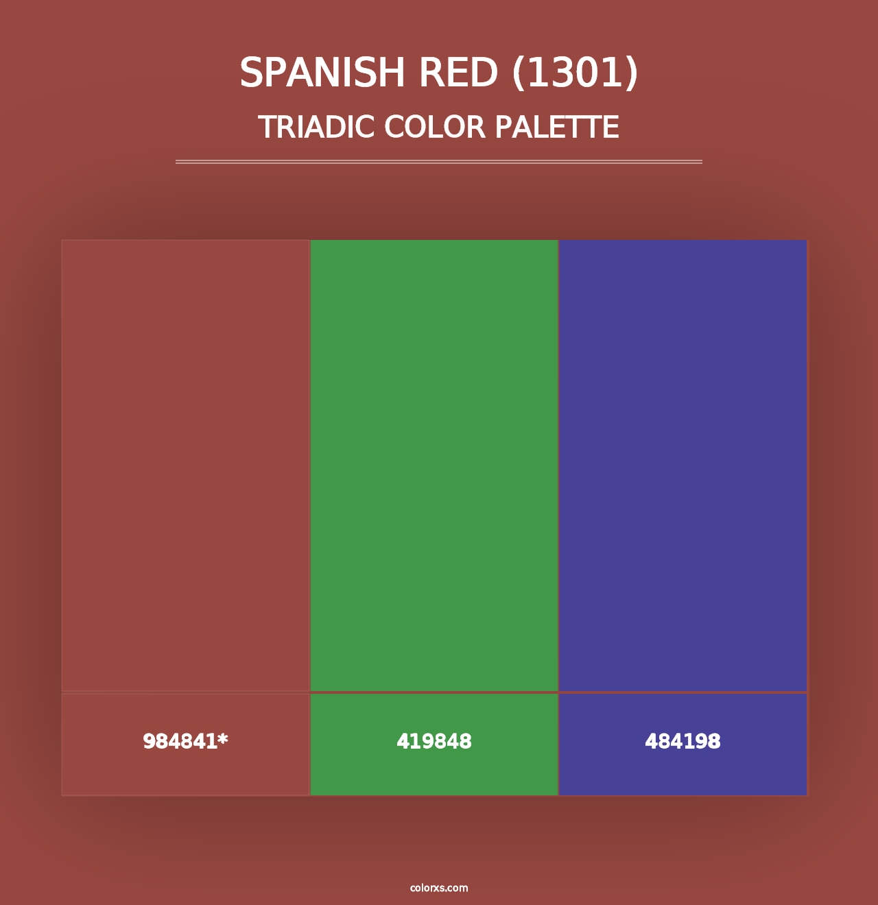 Spanish Red (1301) - Triadic Color Palette