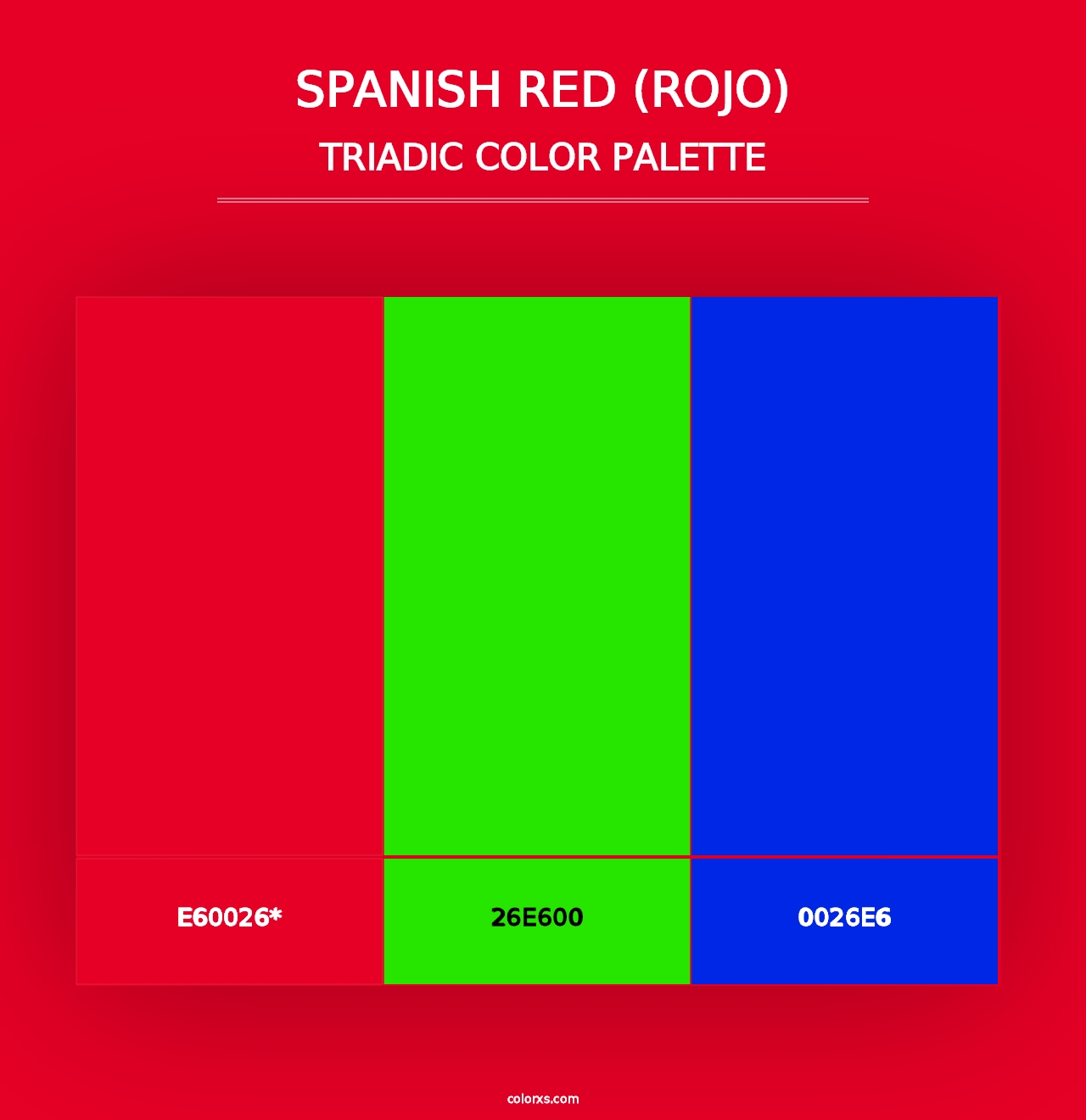 Spanish Red (Rojo) - Triadic Color Palette