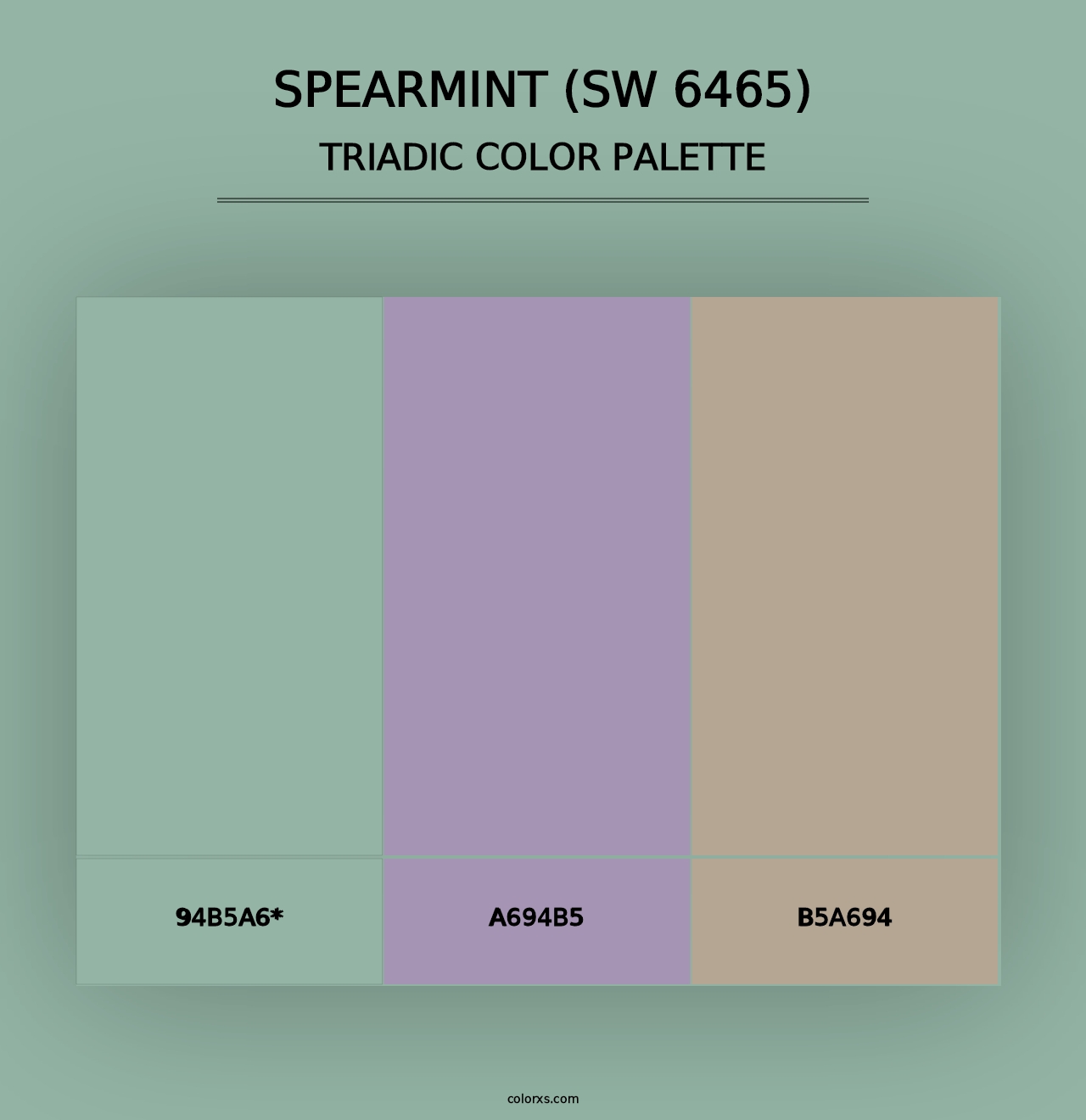 Spearmint (SW 6465) - Triadic Color Palette