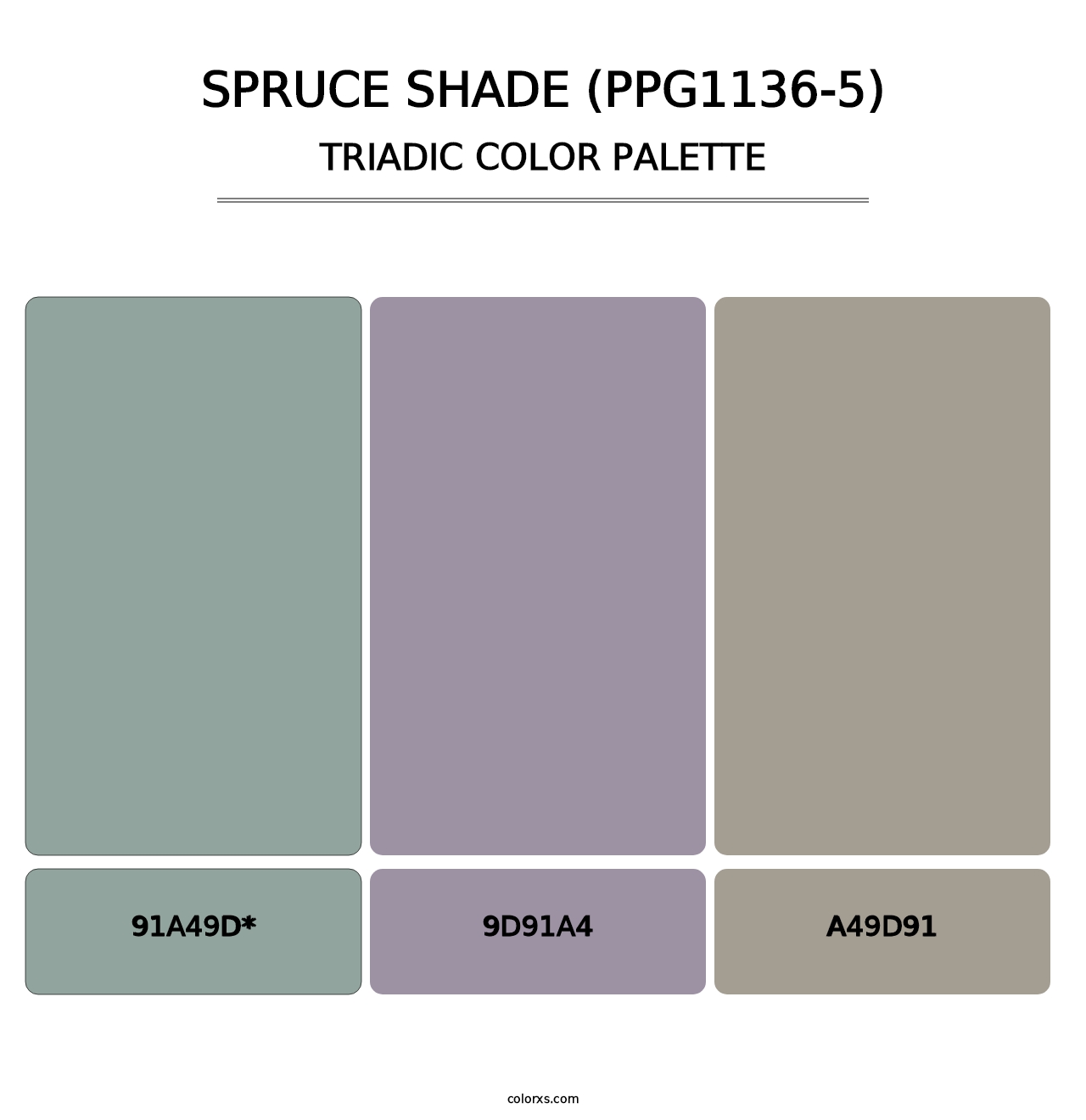 Spruce Shade (PPG1136-5) - Triadic Color Palette