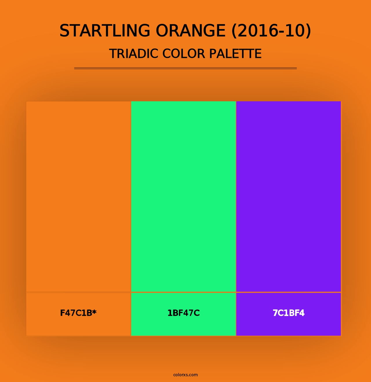 Startling Orange (2016-10) - Triadic Color Palette