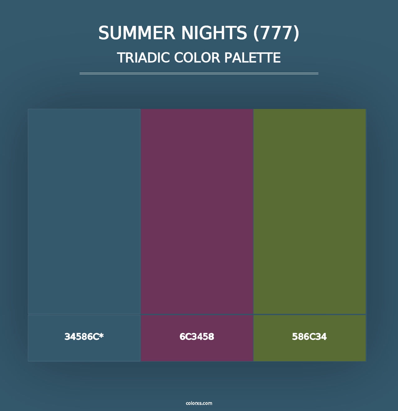 Summer Nights (777) - Triadic Color Palette