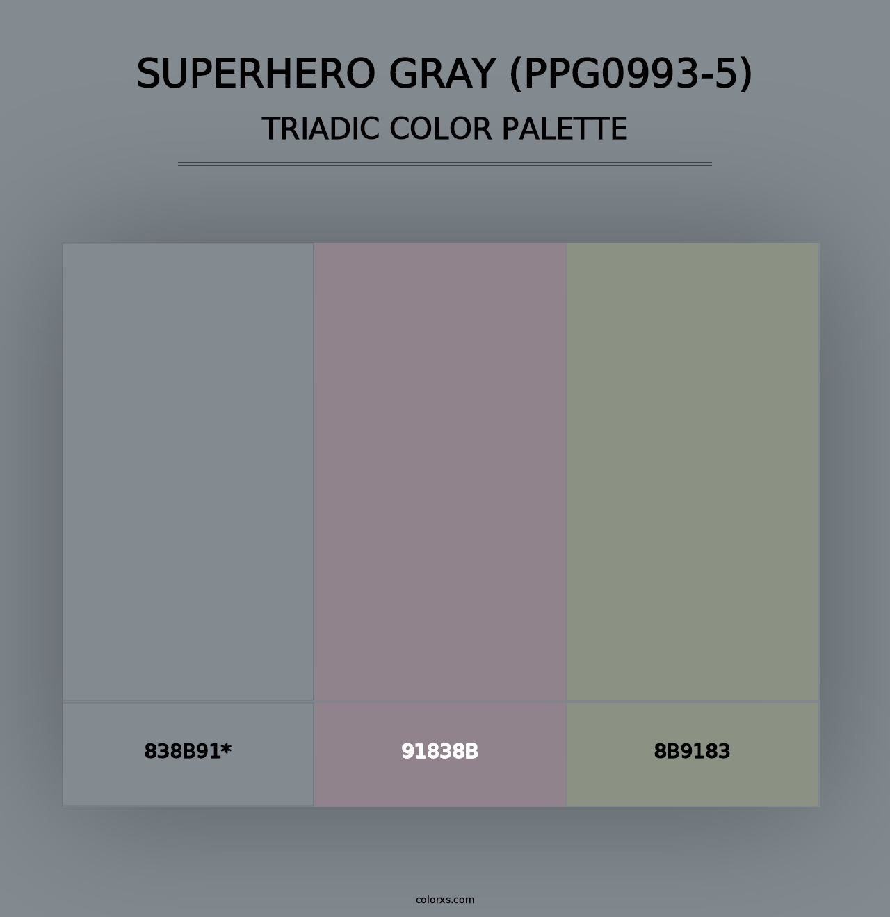 Superhero Gray (PPG0993-5) - Triadic Color Palette