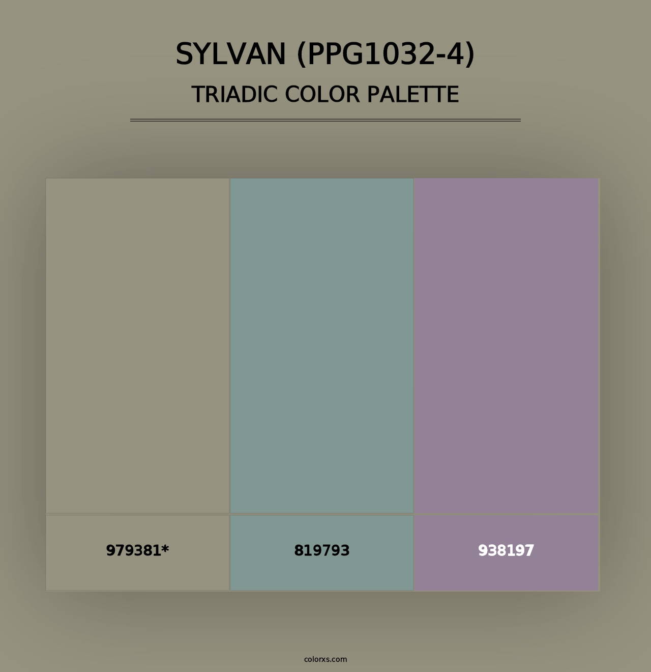 Sylvan (PPG1032-4) - Triadic Color Palette