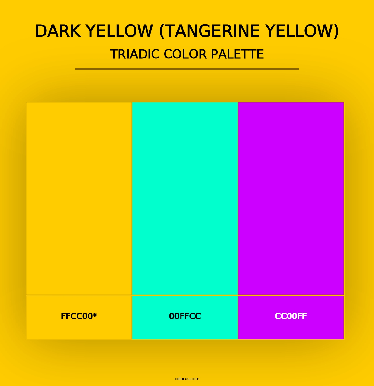 Dark Yellow (Tangerine Yellow) - Triadic Color Palette