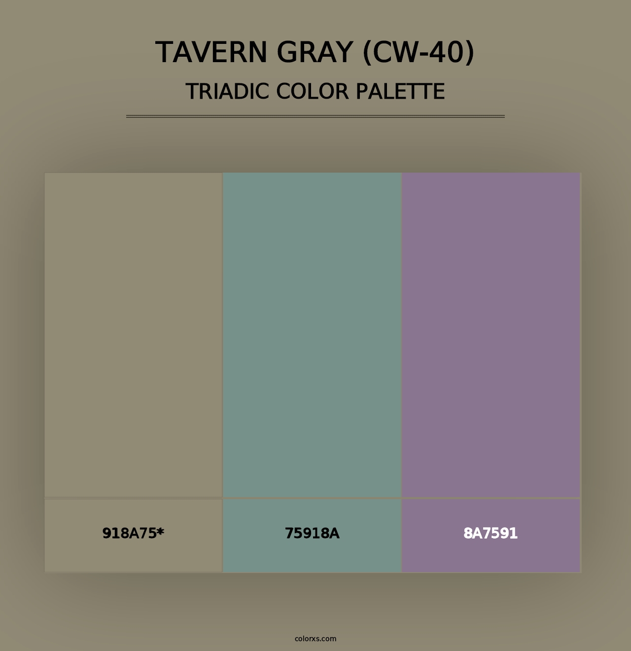 Tavern Gray (CW-40) - Triadic Color Palette