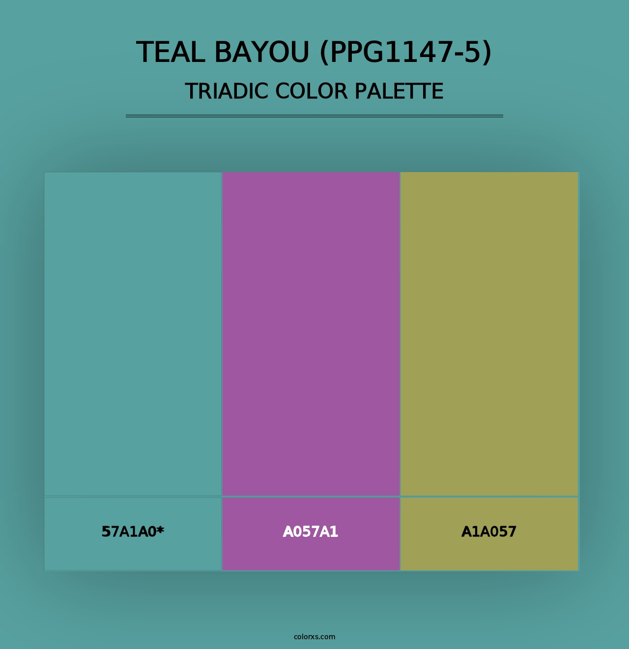 Teal Bayou (PPG1147-5) - Triadic Color Palette